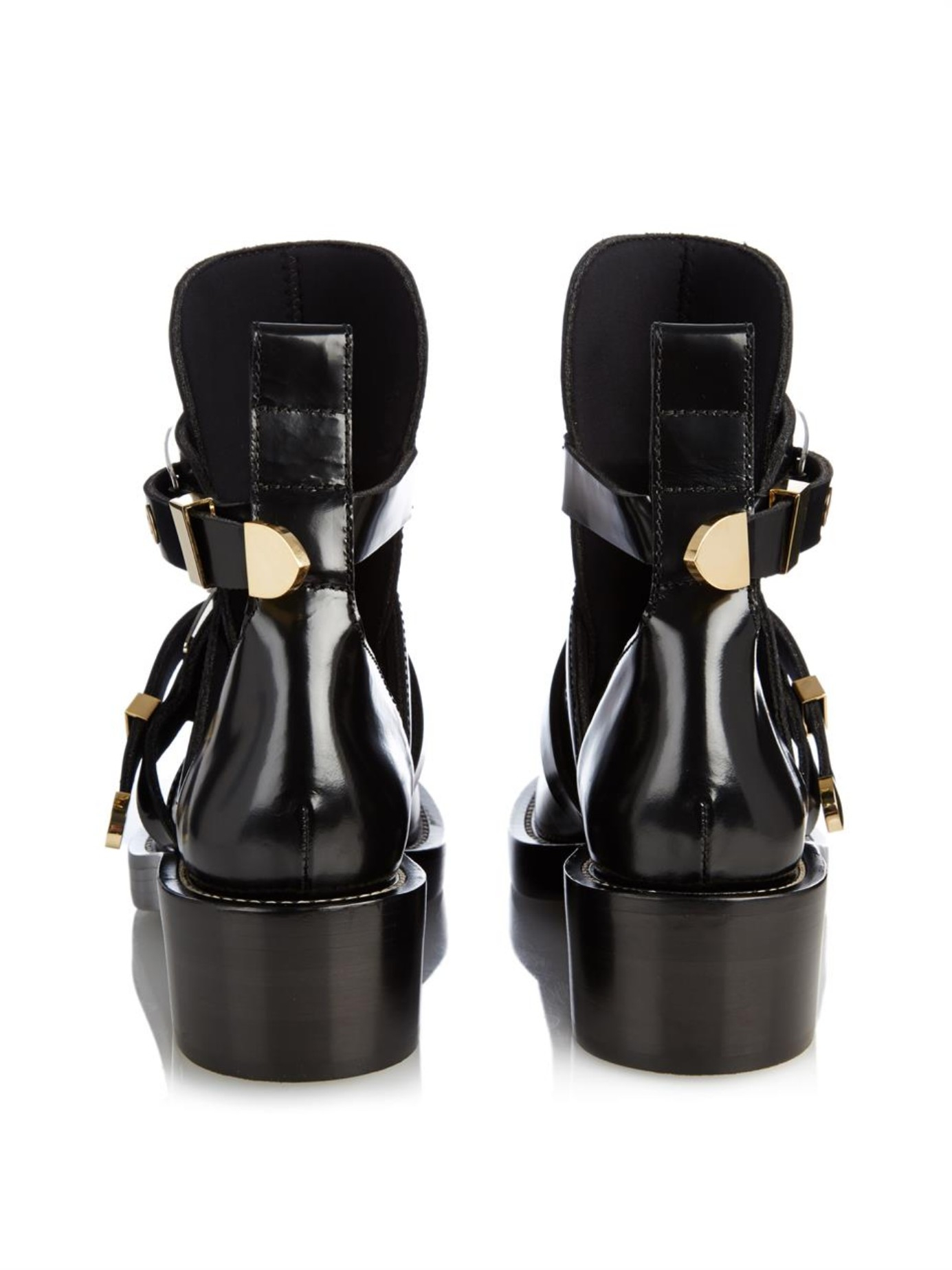 Hovedsagelig Glatte Botanik Balenciaga Ceinture Cut-out Leather Ankle Boots in Black | Lyst