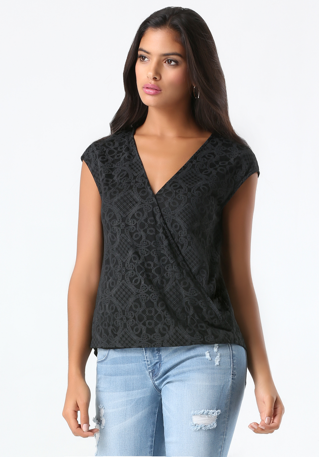 lace print top