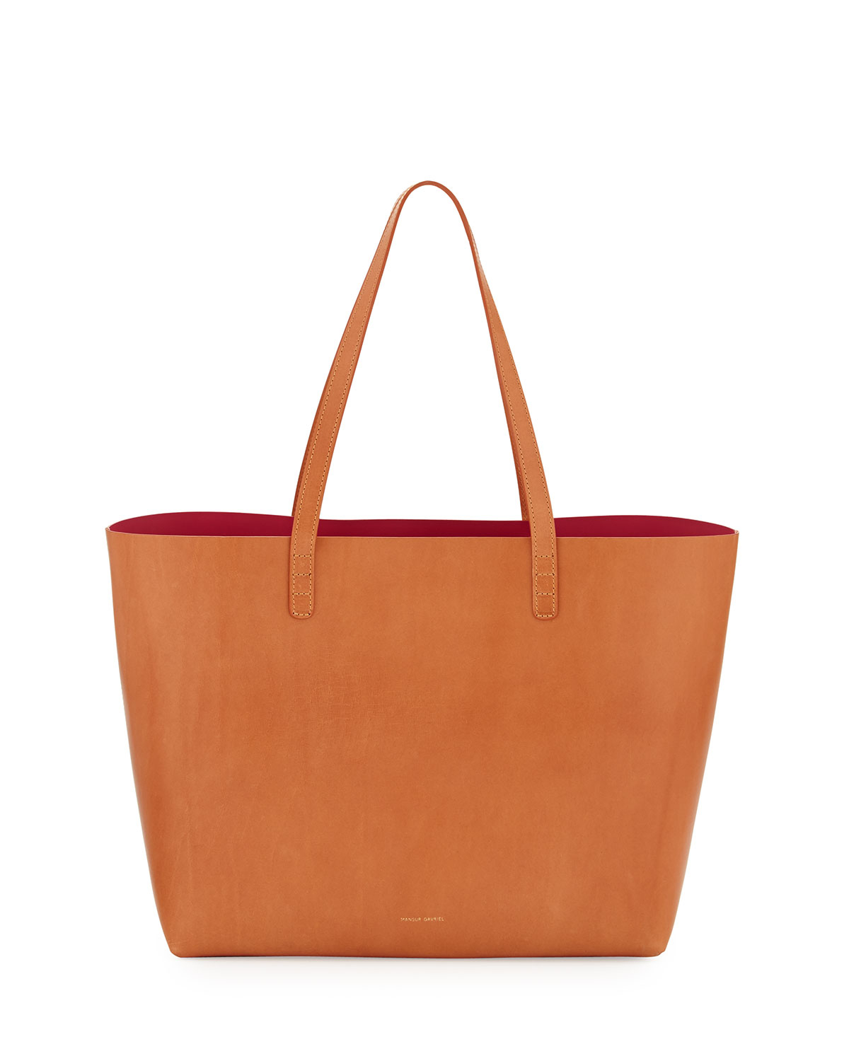 Mansur gavriel Large Leather Tote Bag With Coated Interior in Brown | Lyst