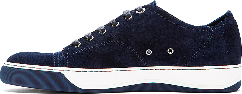 lanvin navy suede sneakers
