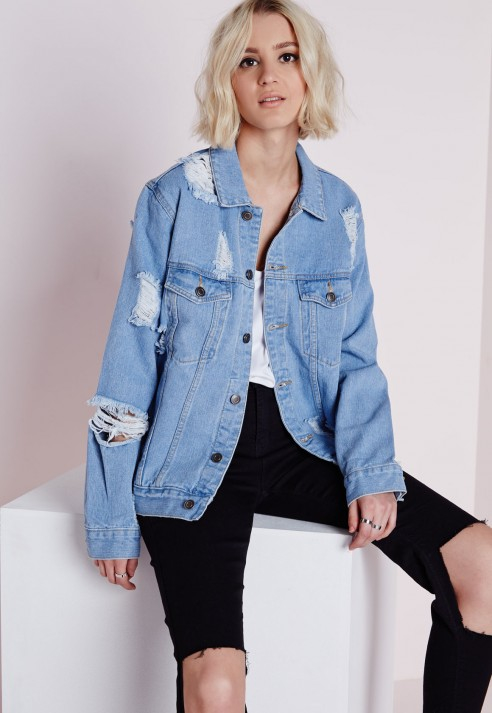 missguided ripped denim jacket