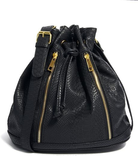 Asos Duffle Bag in Snake with Front Zips in Black | Lyst