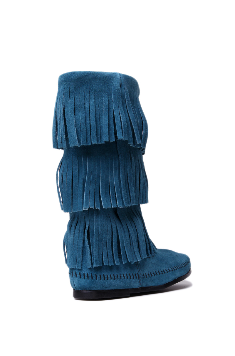 blue fringe boots