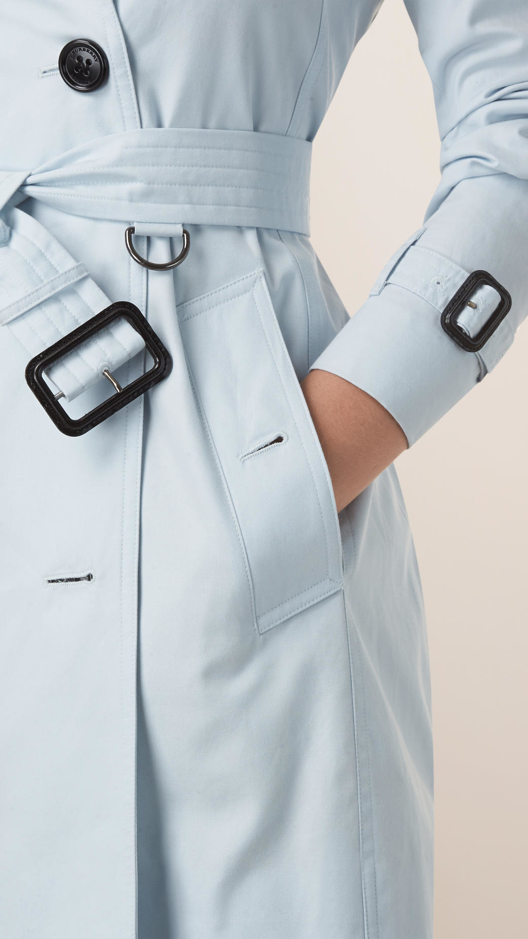 sky blue trench coat