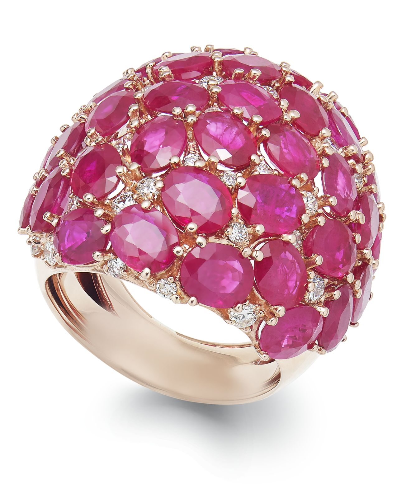 Macy&#39;s Ruby (18 Ct. T.w.) And Diamond (9/10 Ct. T.w.) Dome Ring In 14k Rose Gold in Pink - Lyst