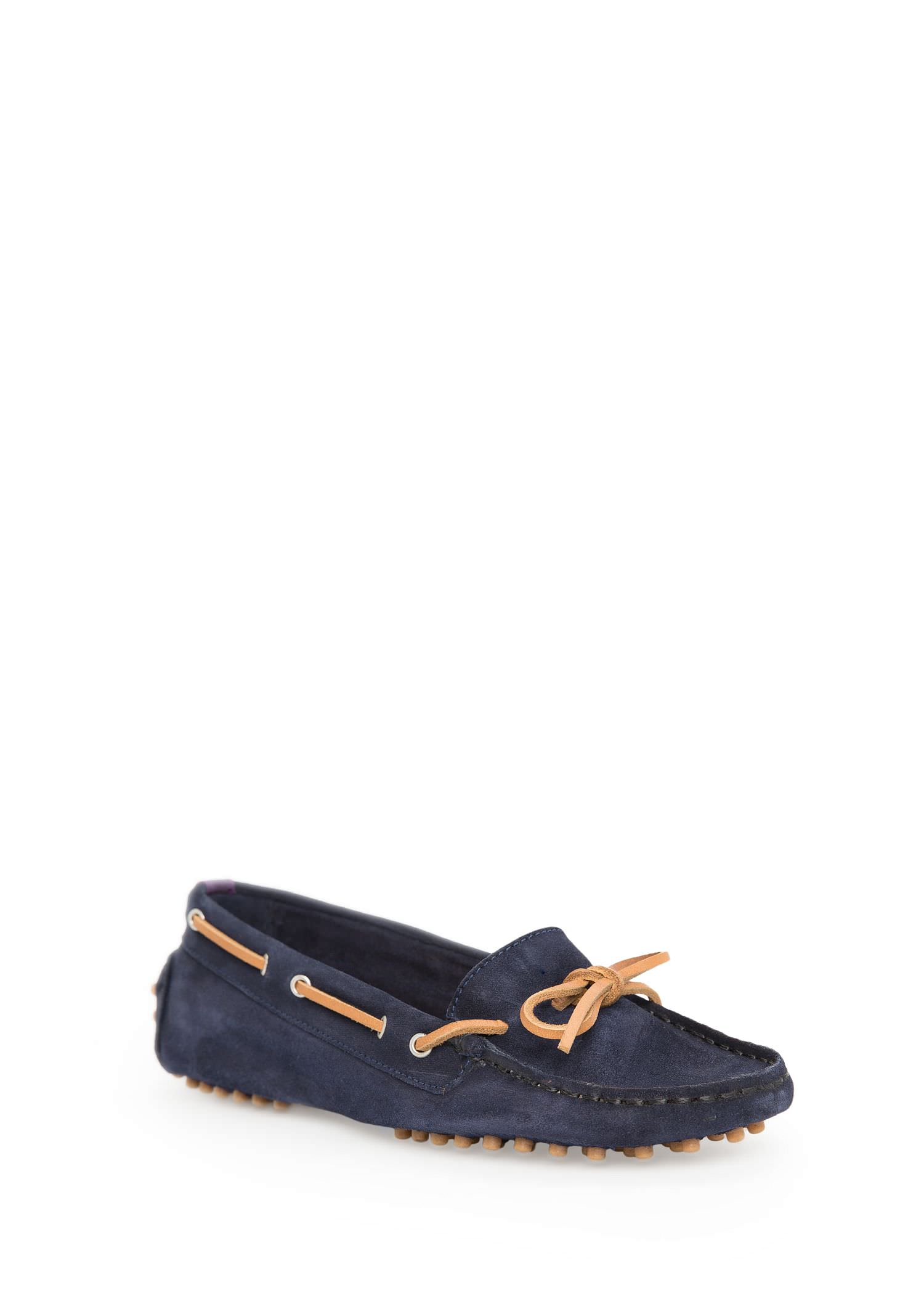 blue suede driving mocs