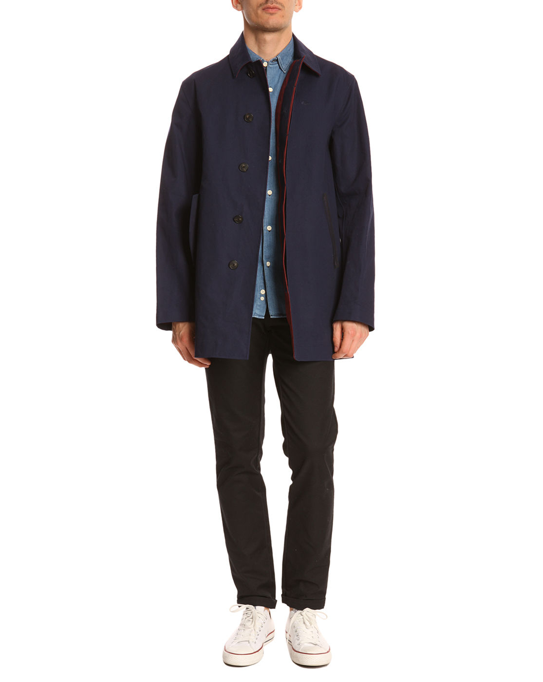 Lacoste Navy Trench Coat With Bordeaux Red Details in Blue for Men | Lyst