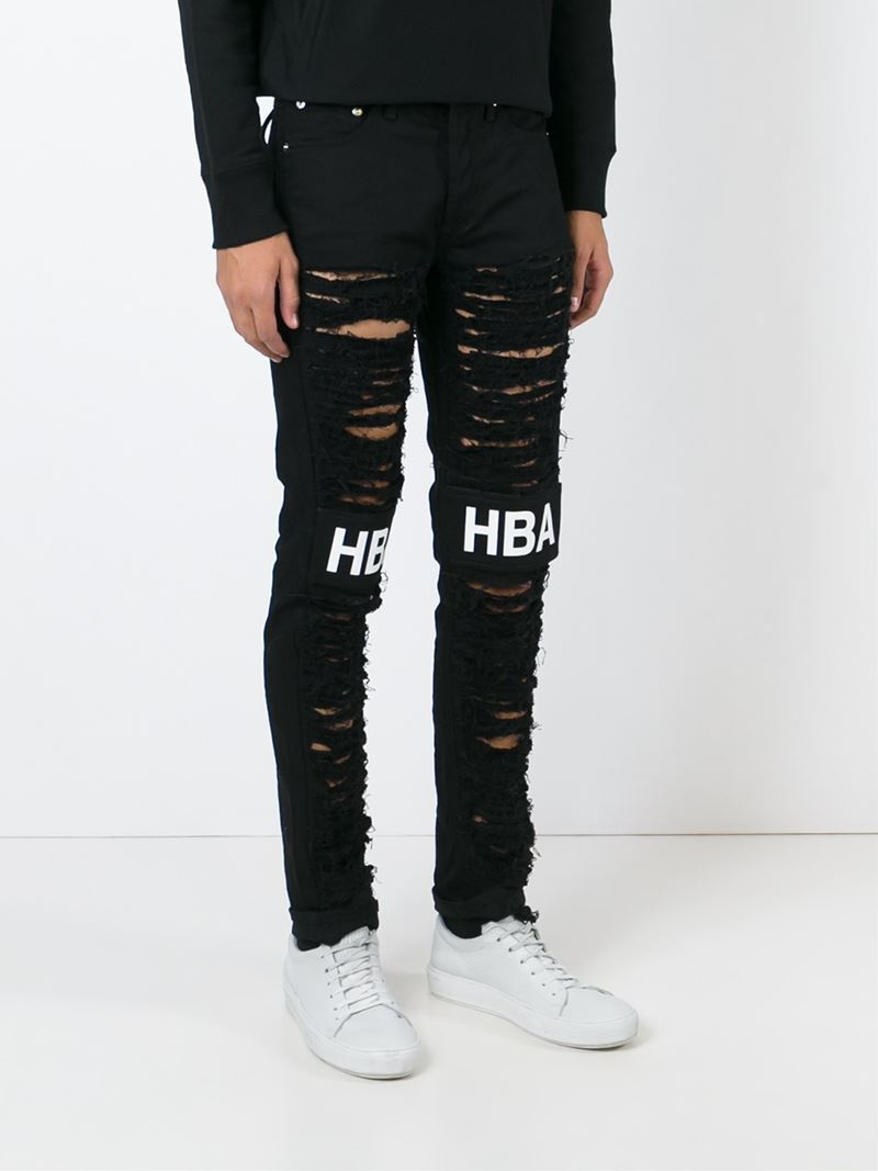 HOT Black Ripped Jeans Hood Jeans Hood By Air Ripped Skinny
