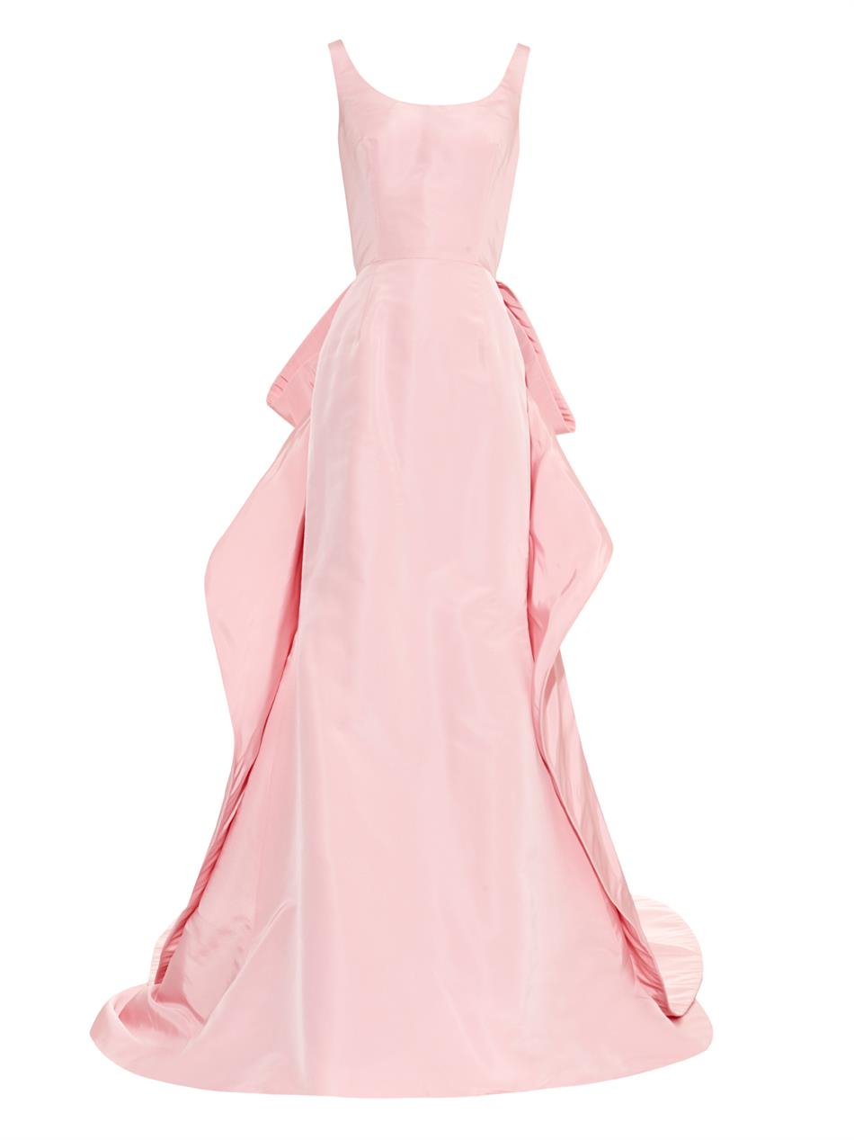 Oscar de la Renta Bow-Detail Silk Gown in Pink - Lyst