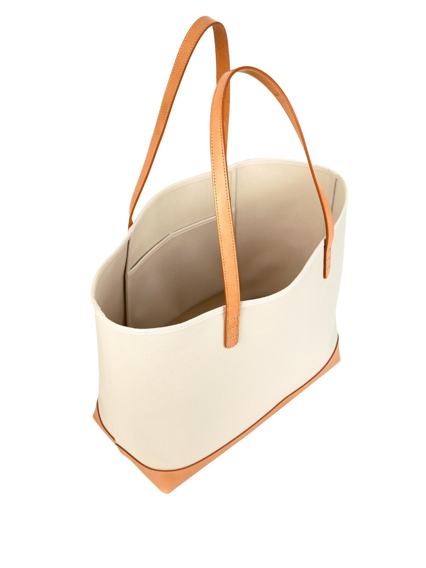 Mansur Gavriel Large Canvas And Leather Tote in Tan White (White) - Lyst