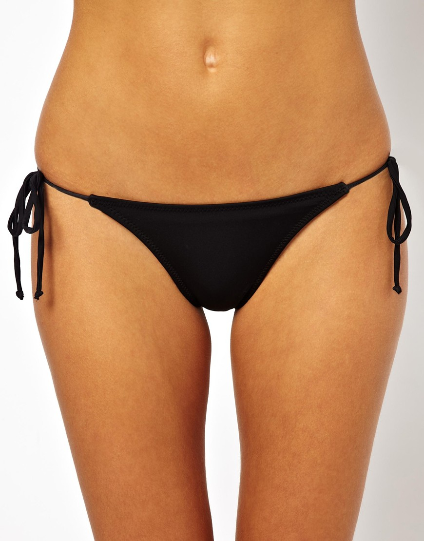 ASOS Mix And Match Tie Side Thong Bikini Bottom in Black - Lyst