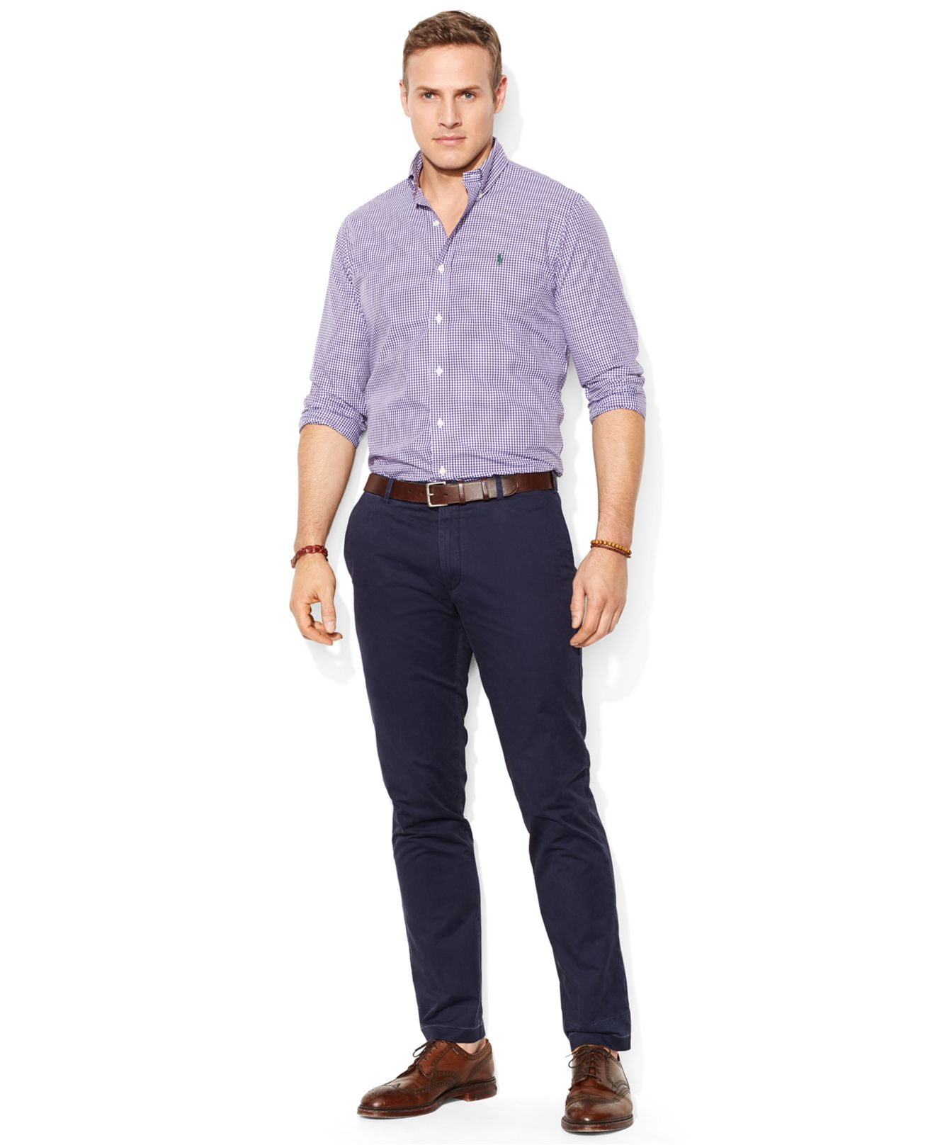 Polo Ralph Lauren Gingham Cotton Oxford Shirt in Purple for Men | Lyst