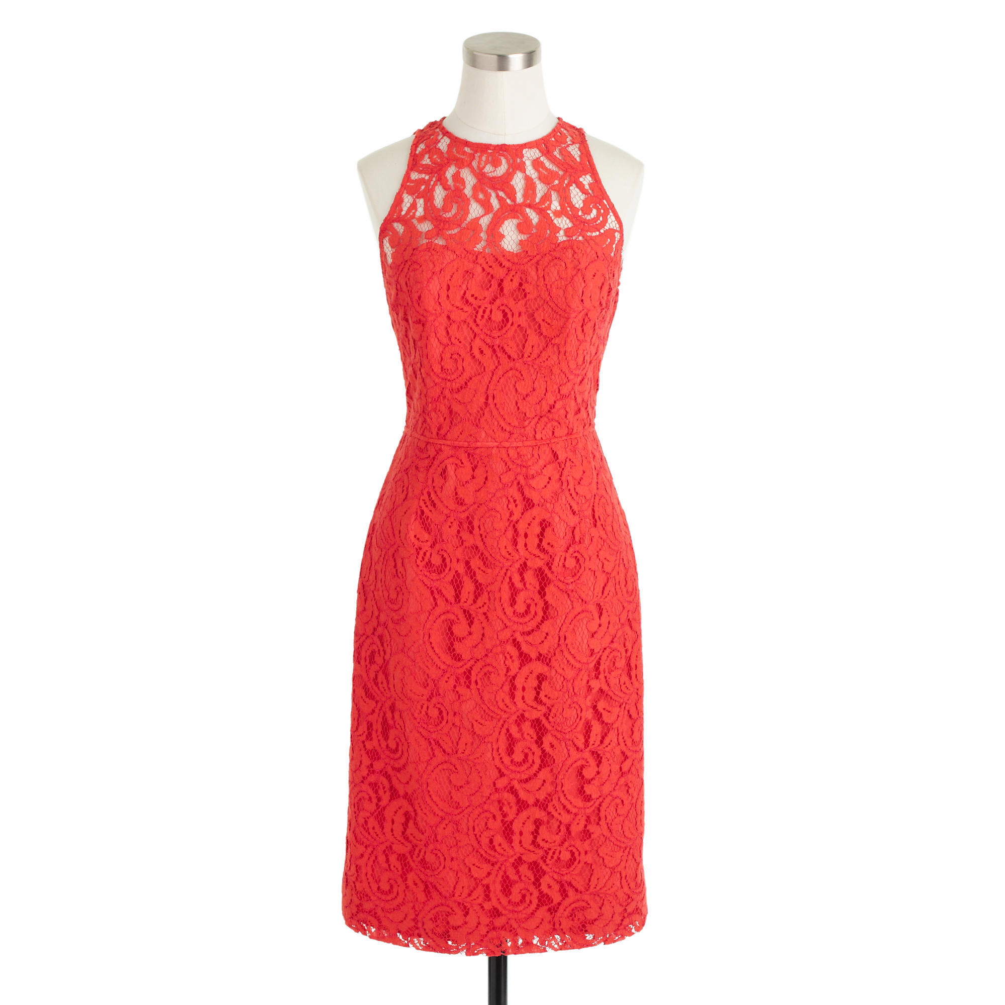j crew red lace dress