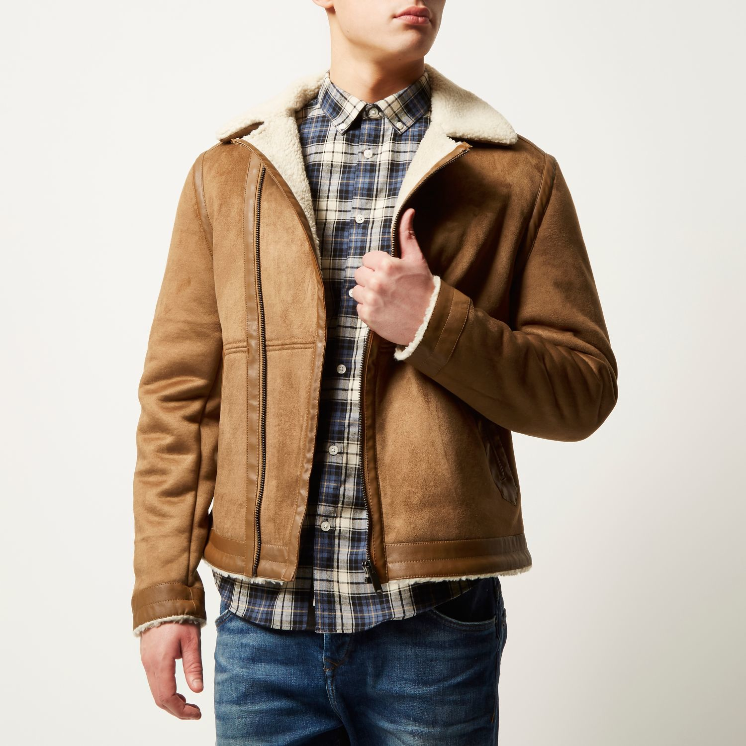 mens suede borg jacket