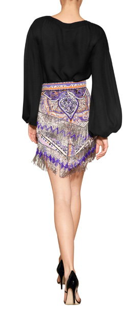 Lyst - Emilio pucci Silk Beaded Fringe Skirt in Purple