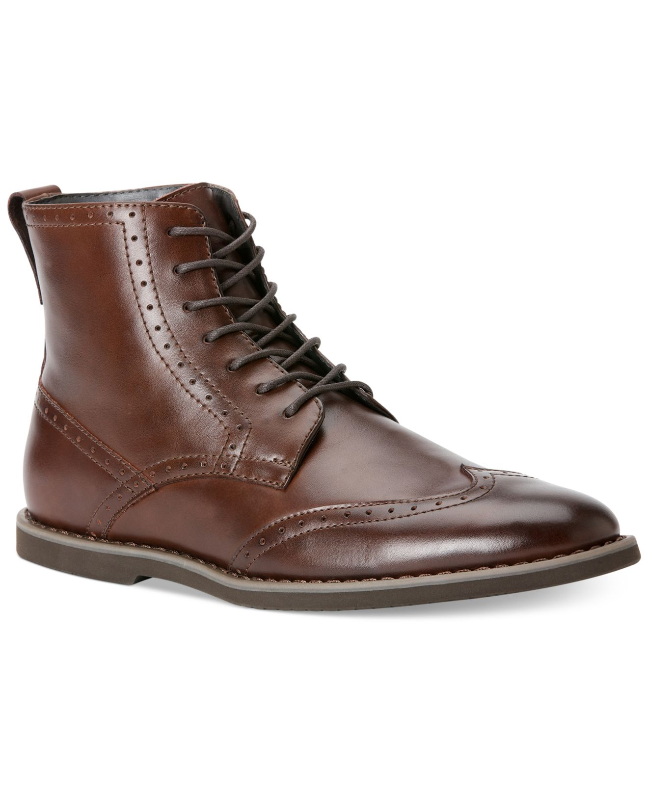 Calvin Klein Fields Wing-tip Boots in Brown Leather (Brown) for Men - Lyst