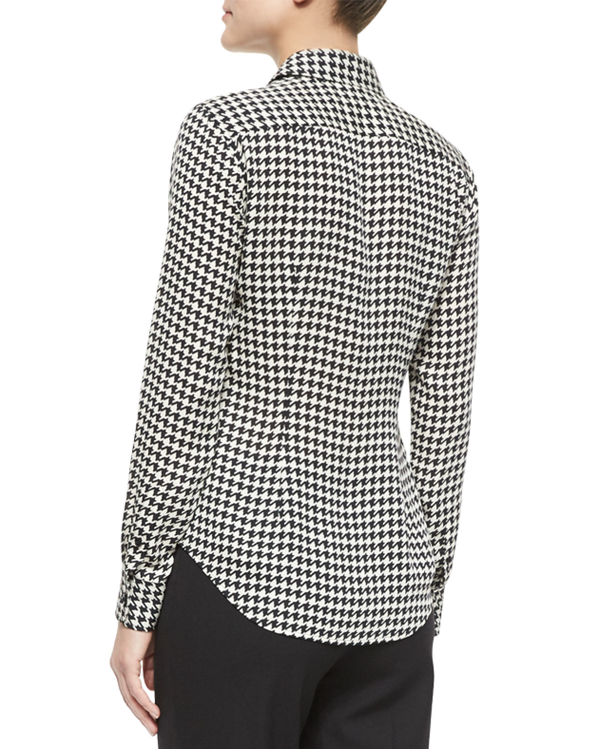 ralph black label sleeve houndstooth chiffon blouse in black lyst ralph black label sleeve houndstooth chiffon blouse in black lyst