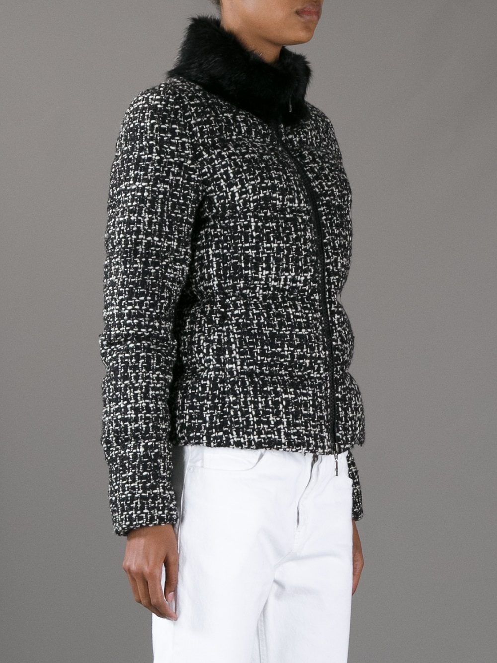 Moncler Tweed Jacket in Black - Lyst