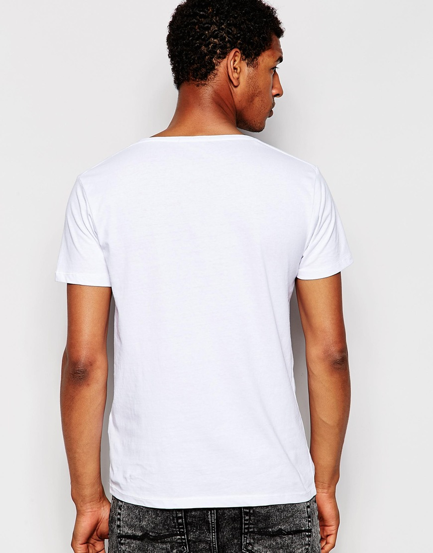SELECTED Cotton Scoop Neck Tshirt With Pocket in White for Men Lyst