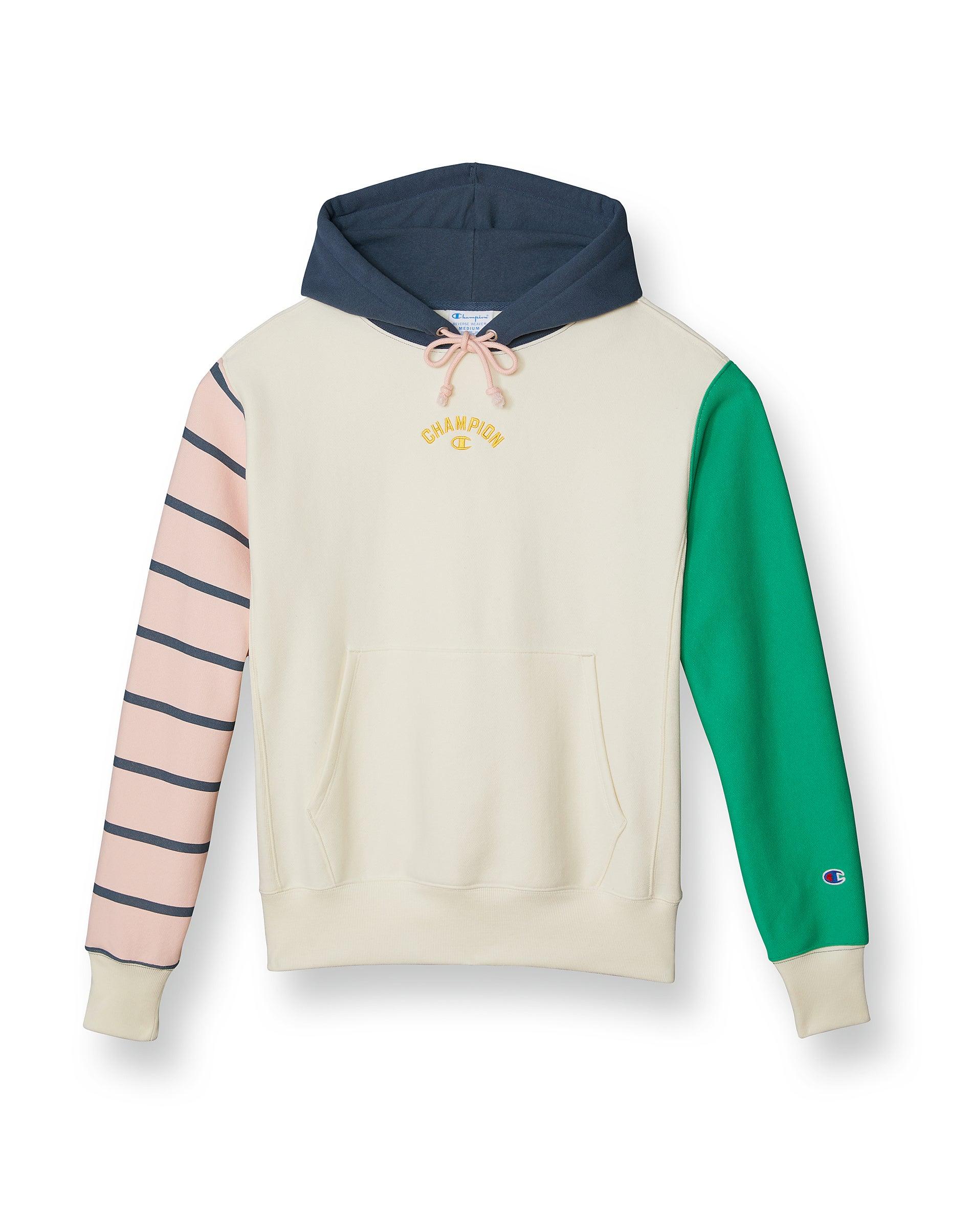 Champion Fleece Reverse Weave Colorblock Hoodie Stripe Chalk White | Lyst