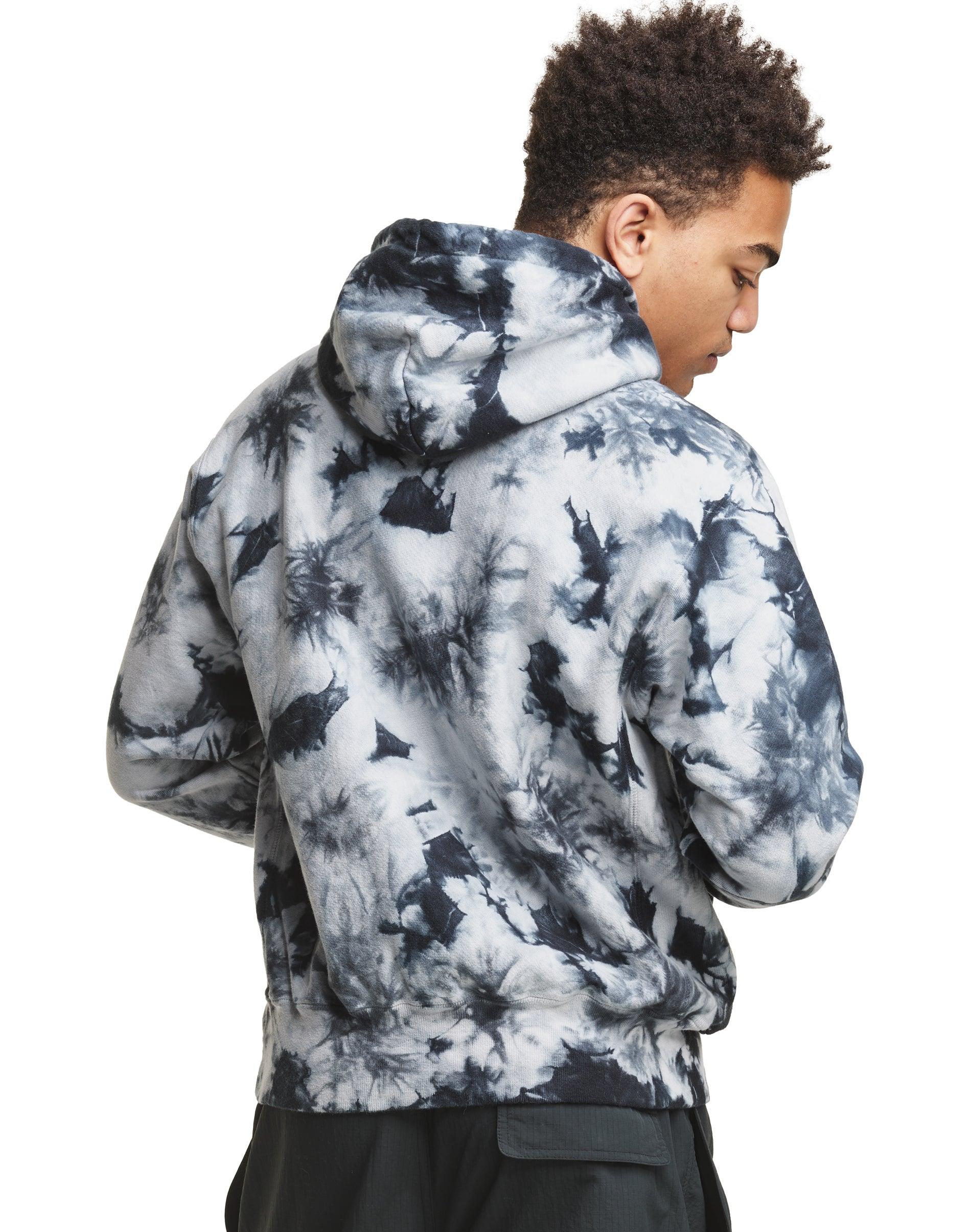 champion reverse weave scrunch dye black hoodie