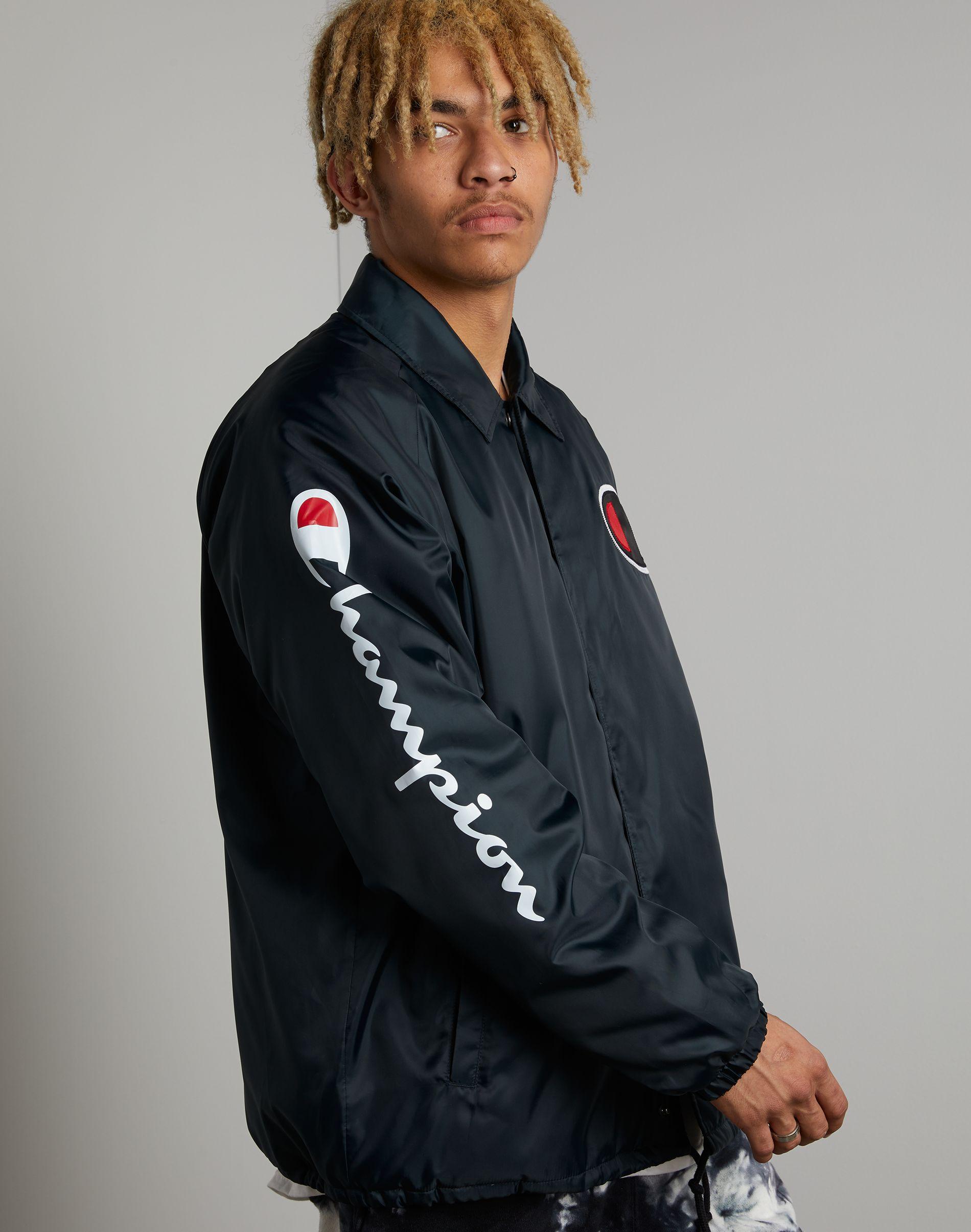champion lined black coaches jacket
