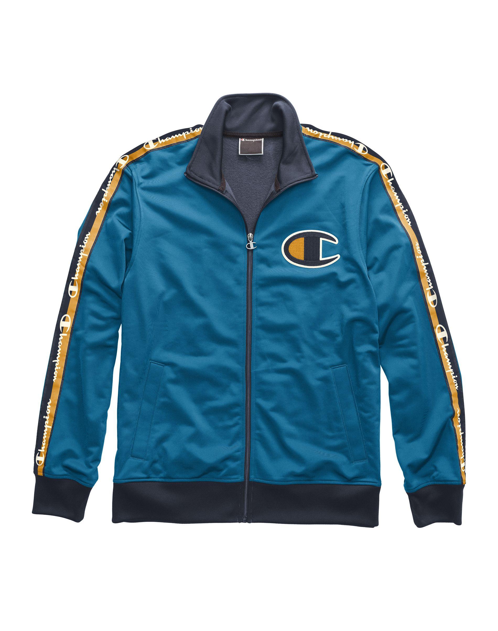 Champion Synthetic Life® Track Jacket, Big C & Logo Taping in Blue for