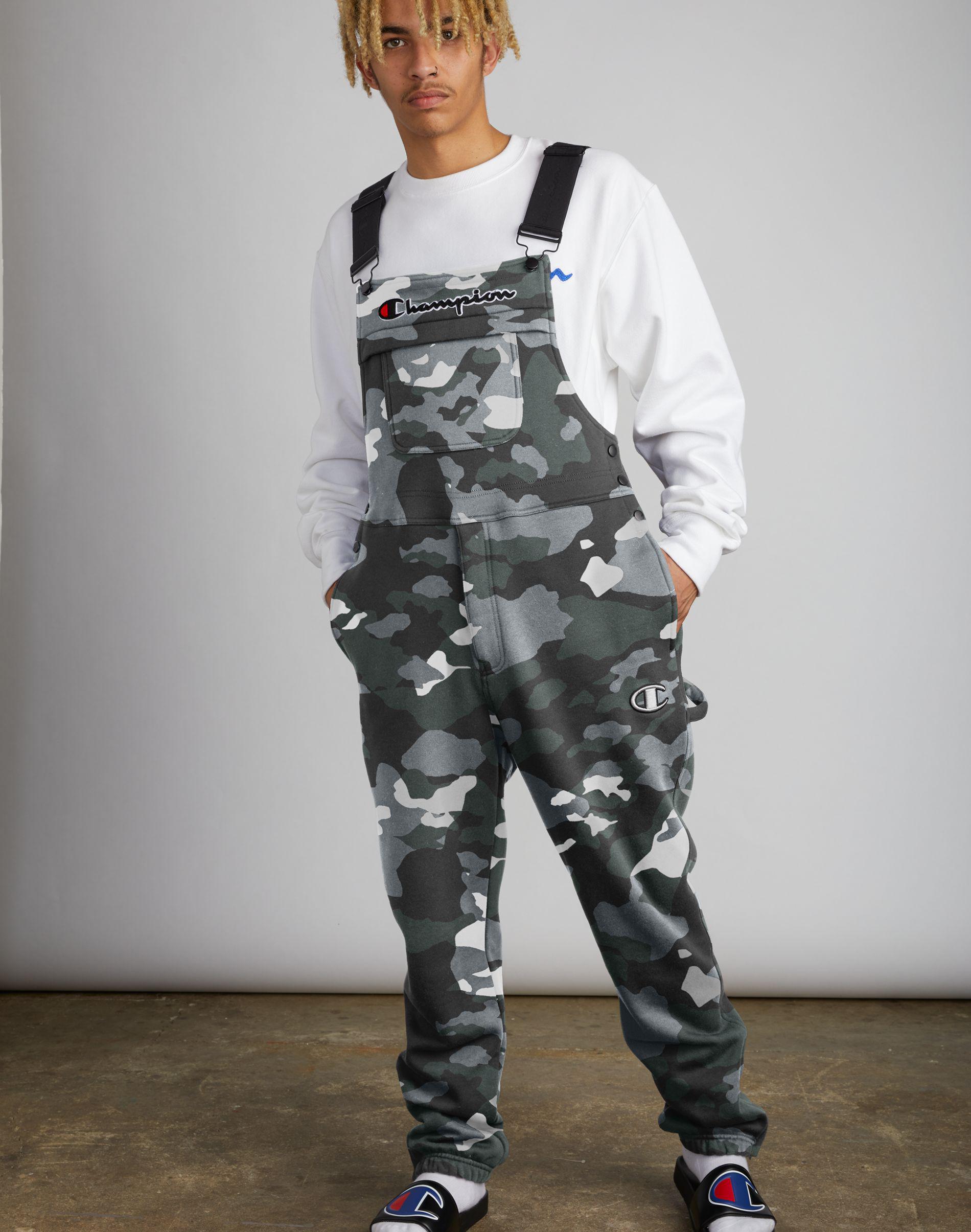 champion white camo fleece overalls