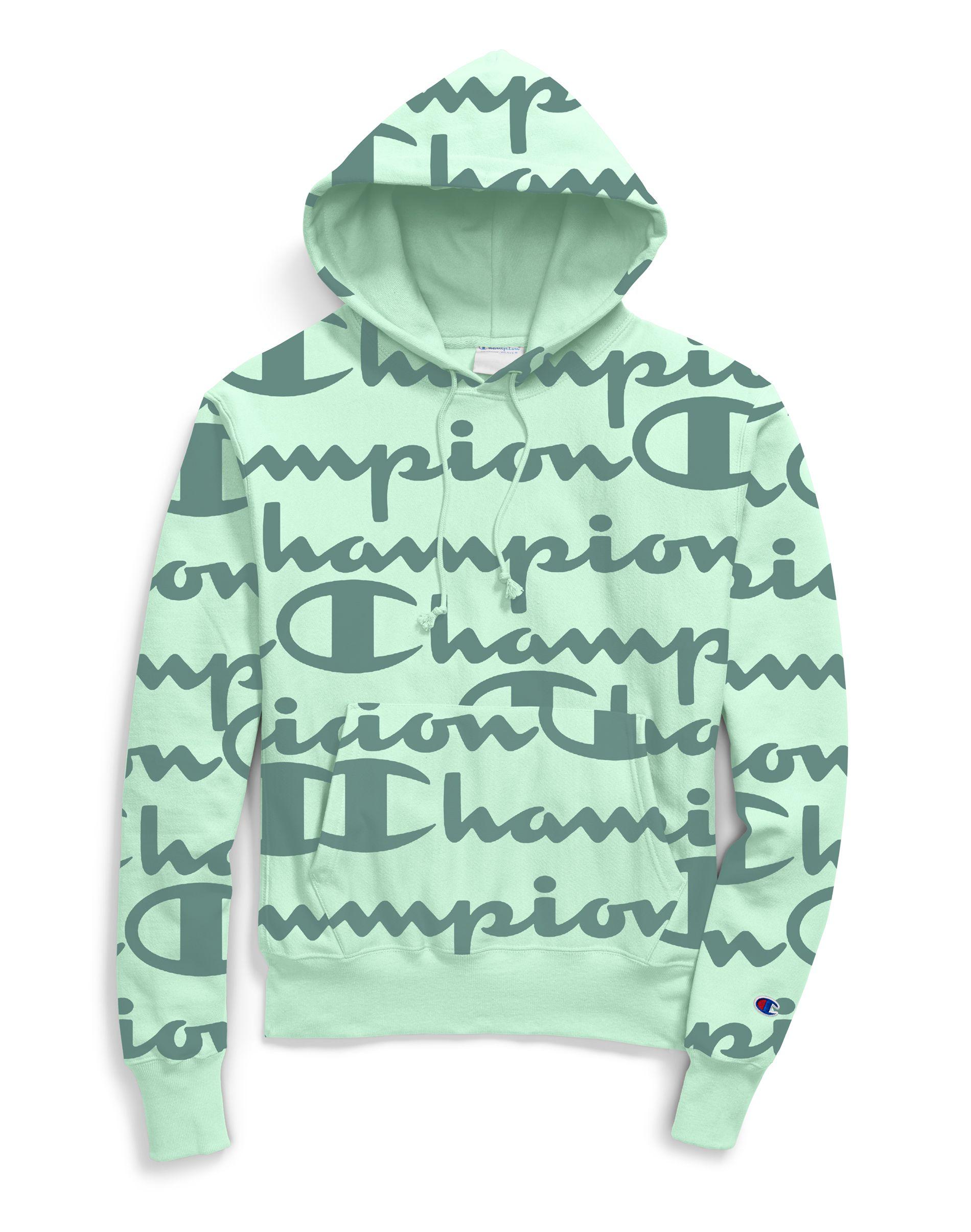 champion reverse weave hoodie all over log