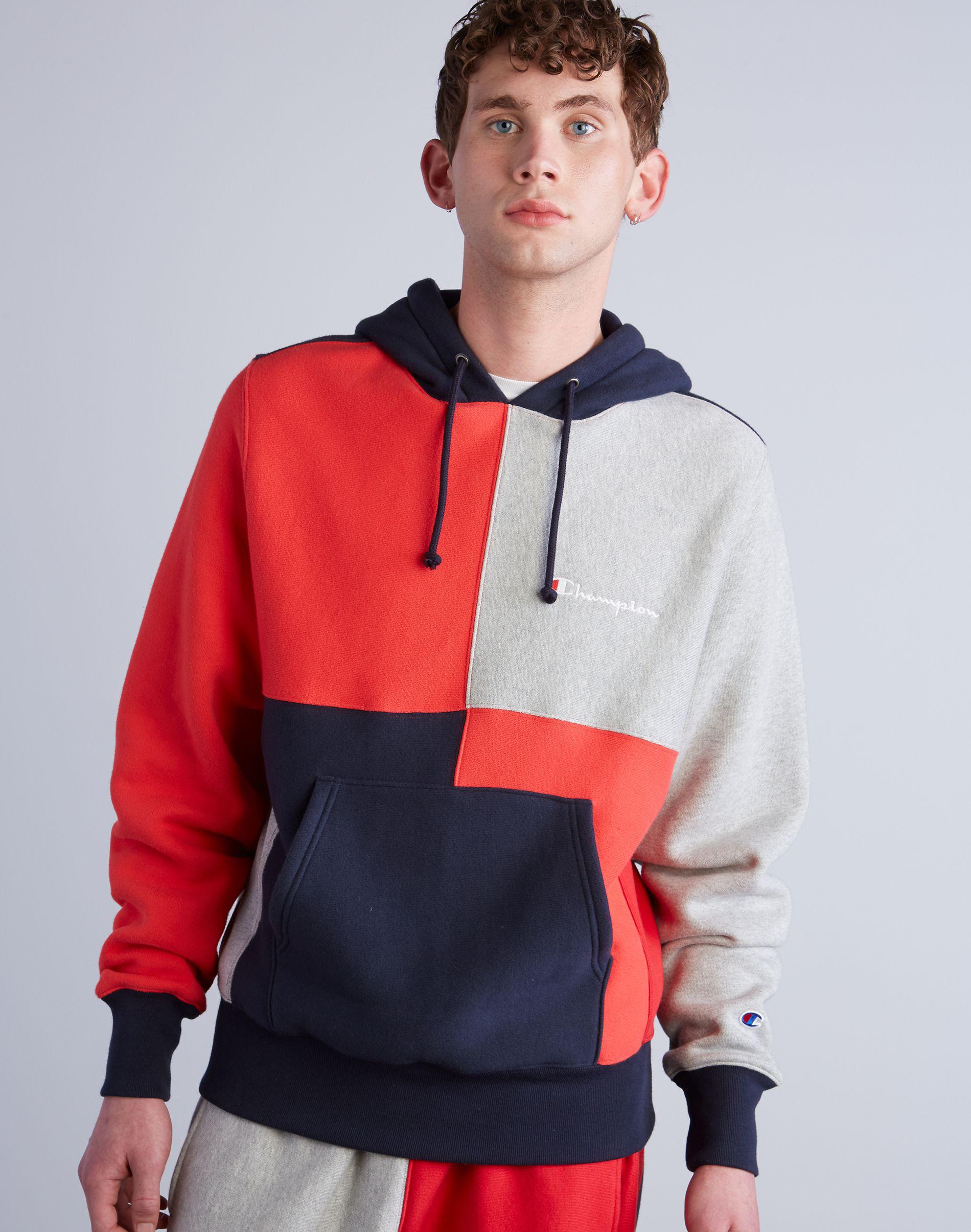 champion life men's reverse weave color block hood