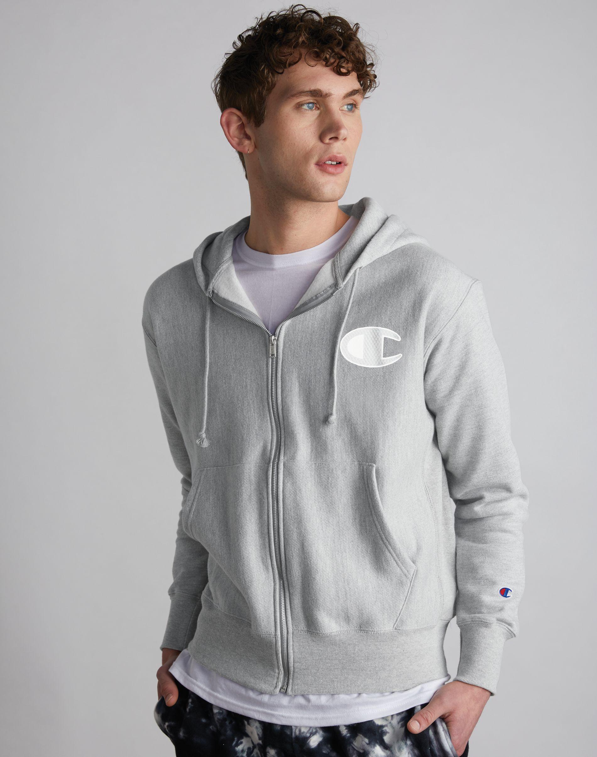 champion sweater grey mens leather