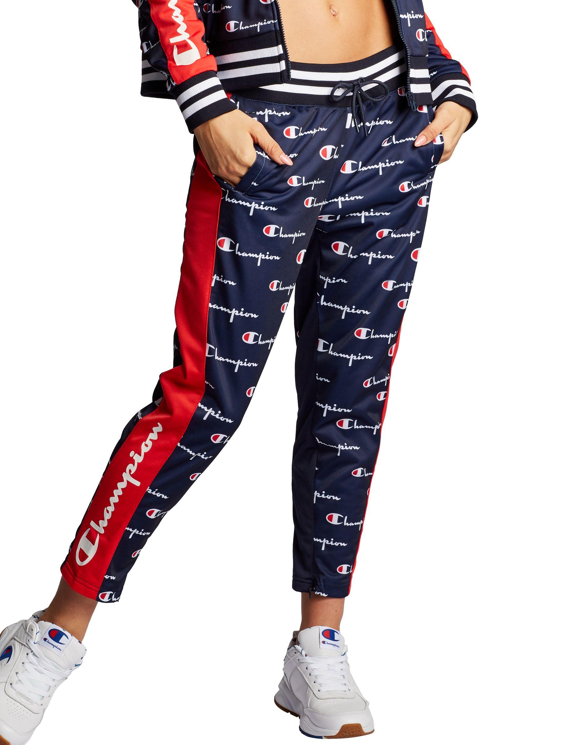 Champion Synthetic Life® Tricot Slim Track Pants, All Over Logo in Blue - Lyst