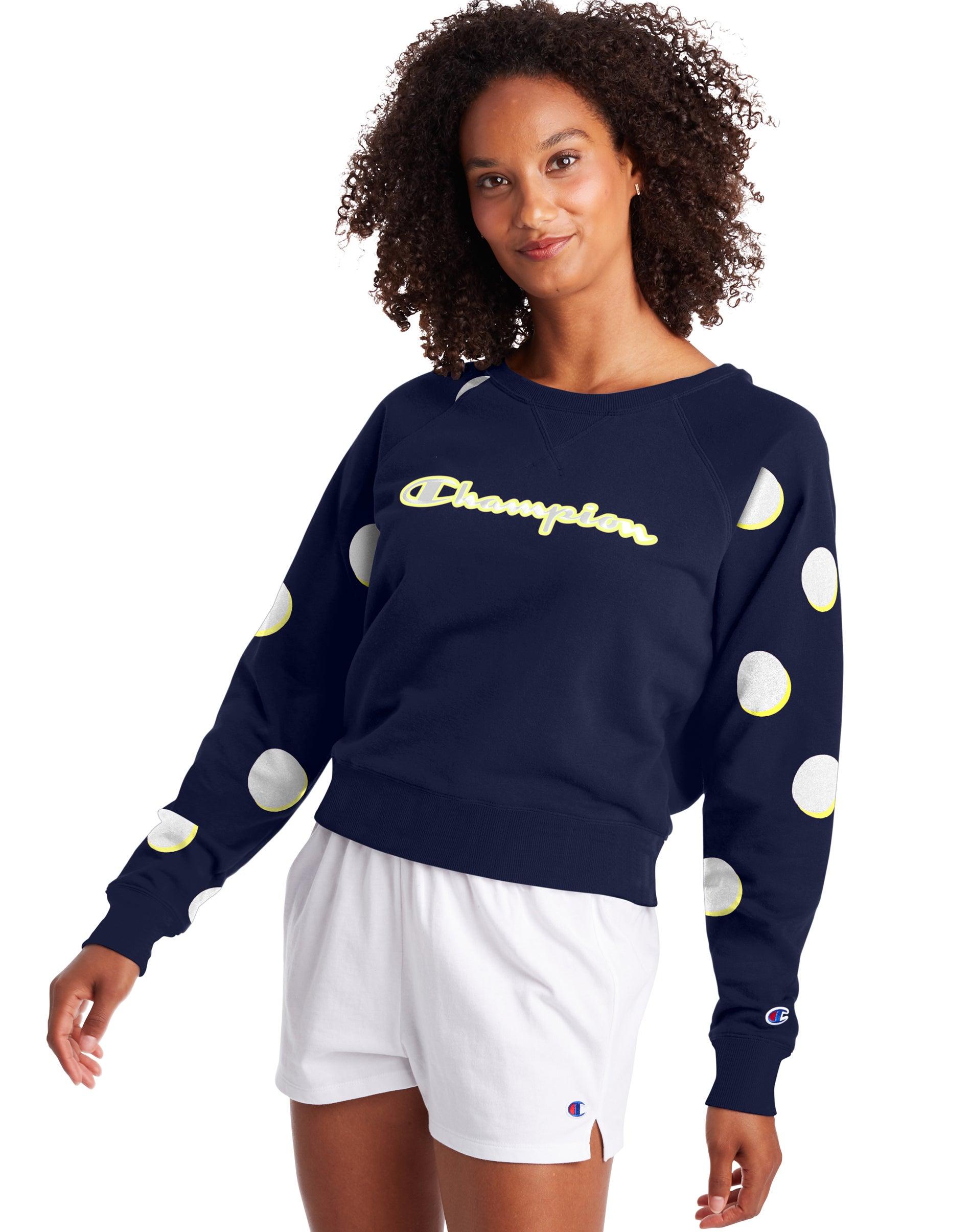 Champion Satin Athletics Campus French Terry Crew in Blue Lyst