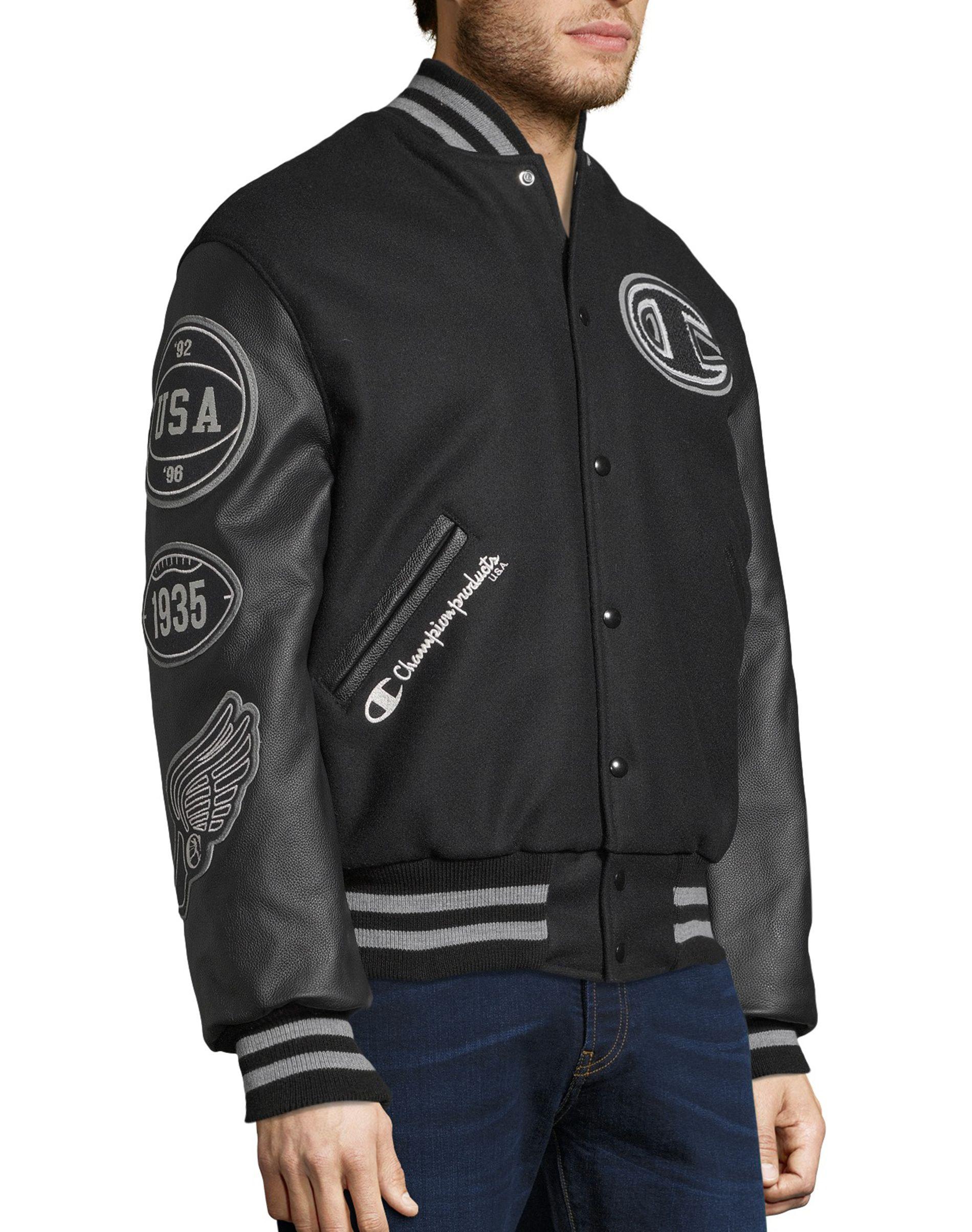 backup Niet meer geldig Intuïtie Champion Exclusive Life® Wool Varsity Jacket With Leather Sleeves in Black  for Men | Lyst