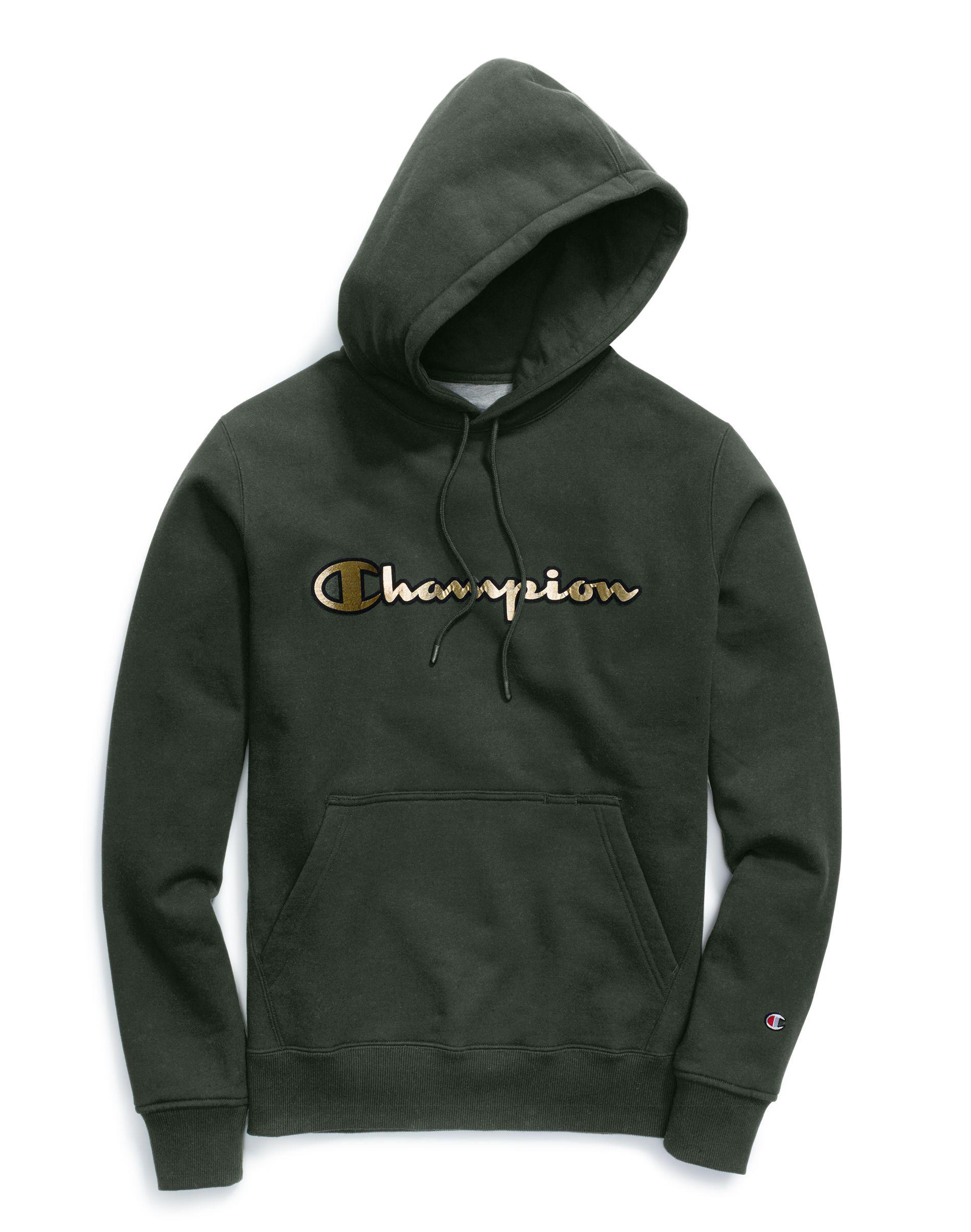champion gold logo hoodie