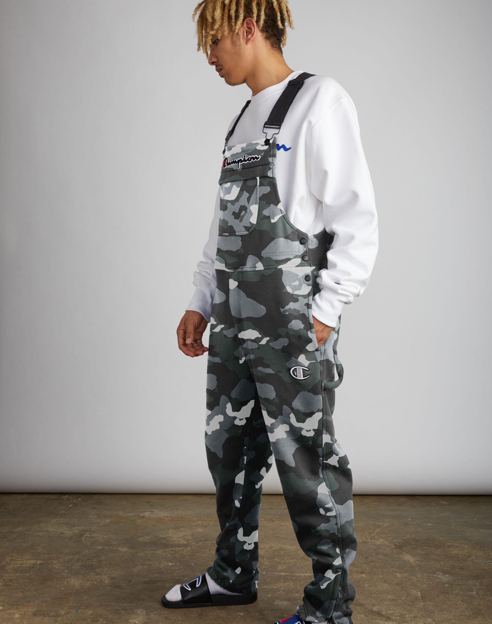 champion white camo fleece overalls