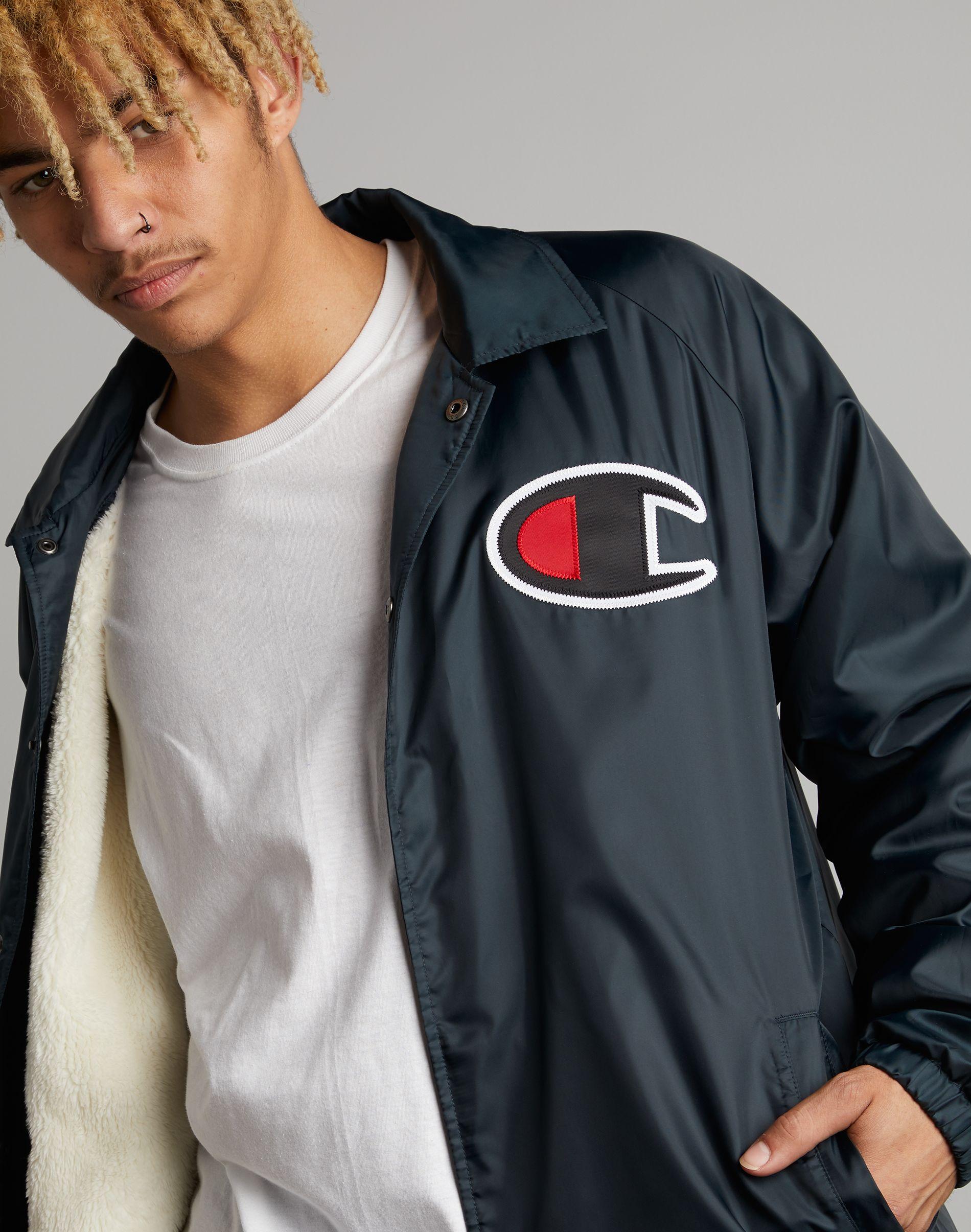 champion faux shearling lined coach's jacket