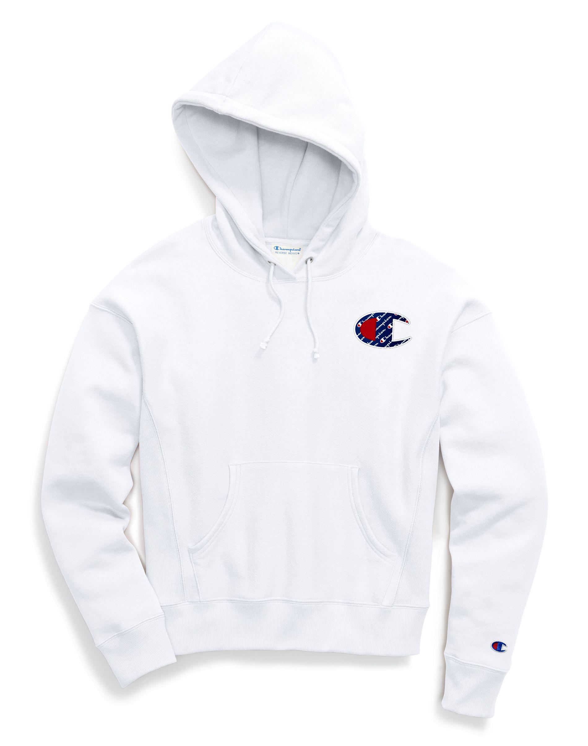 white champion hoodie with big c