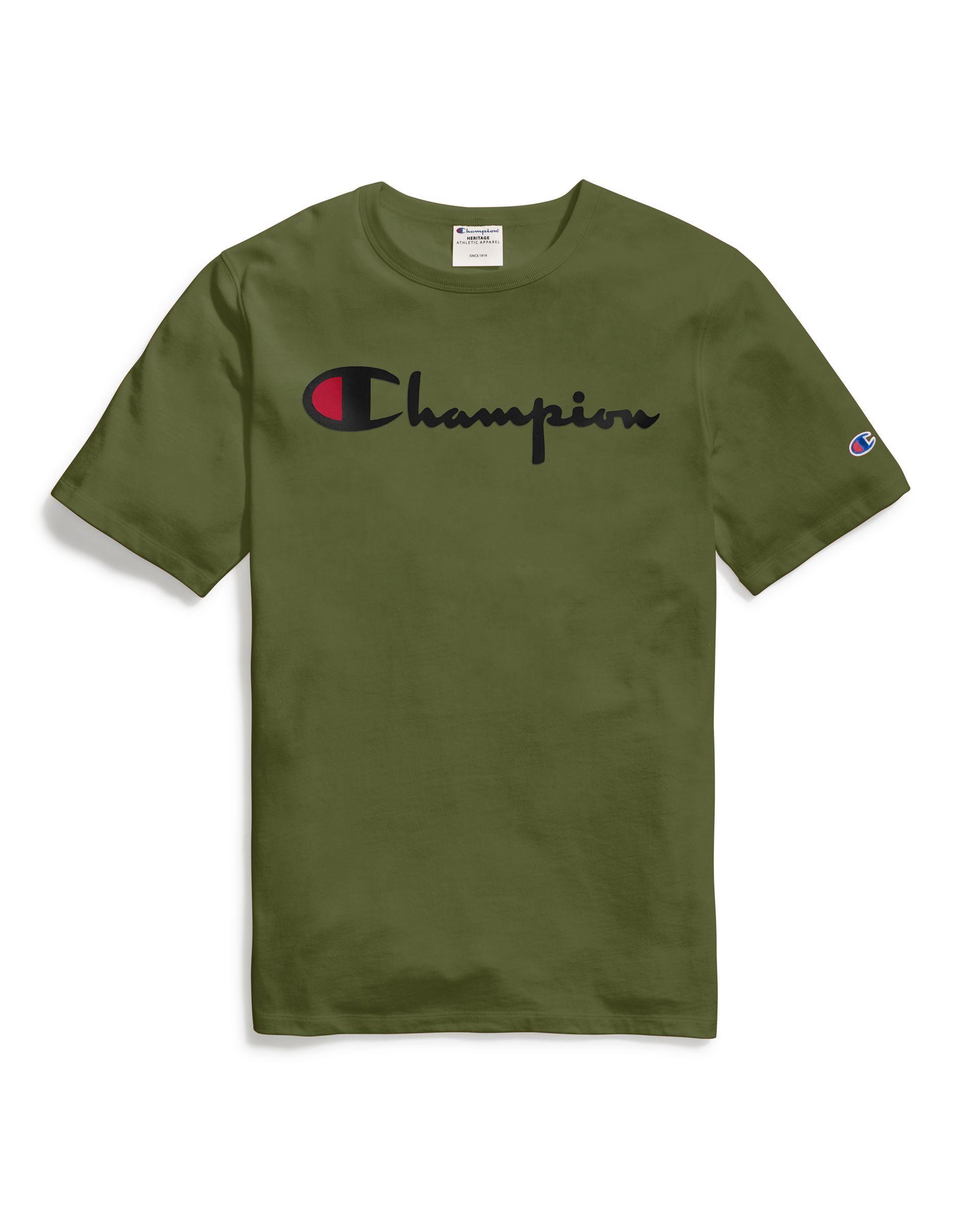 champion shirt olive green