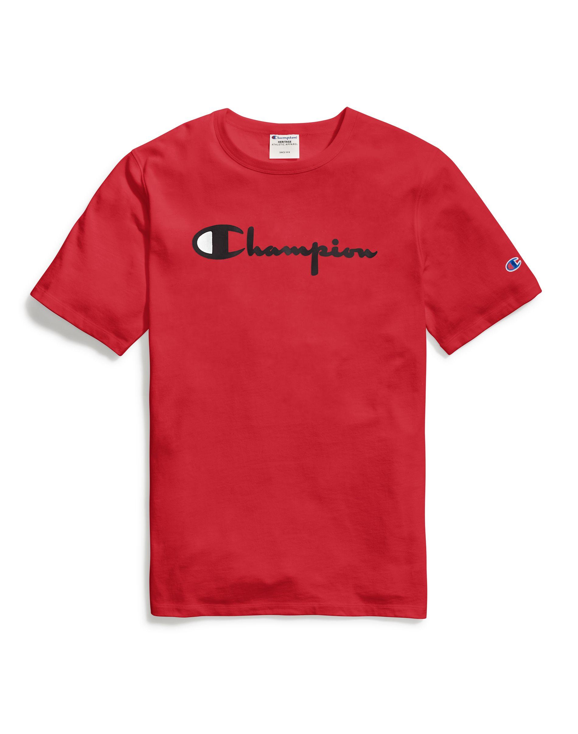 Heritage Tee, Flock 90s Logo in Red for 