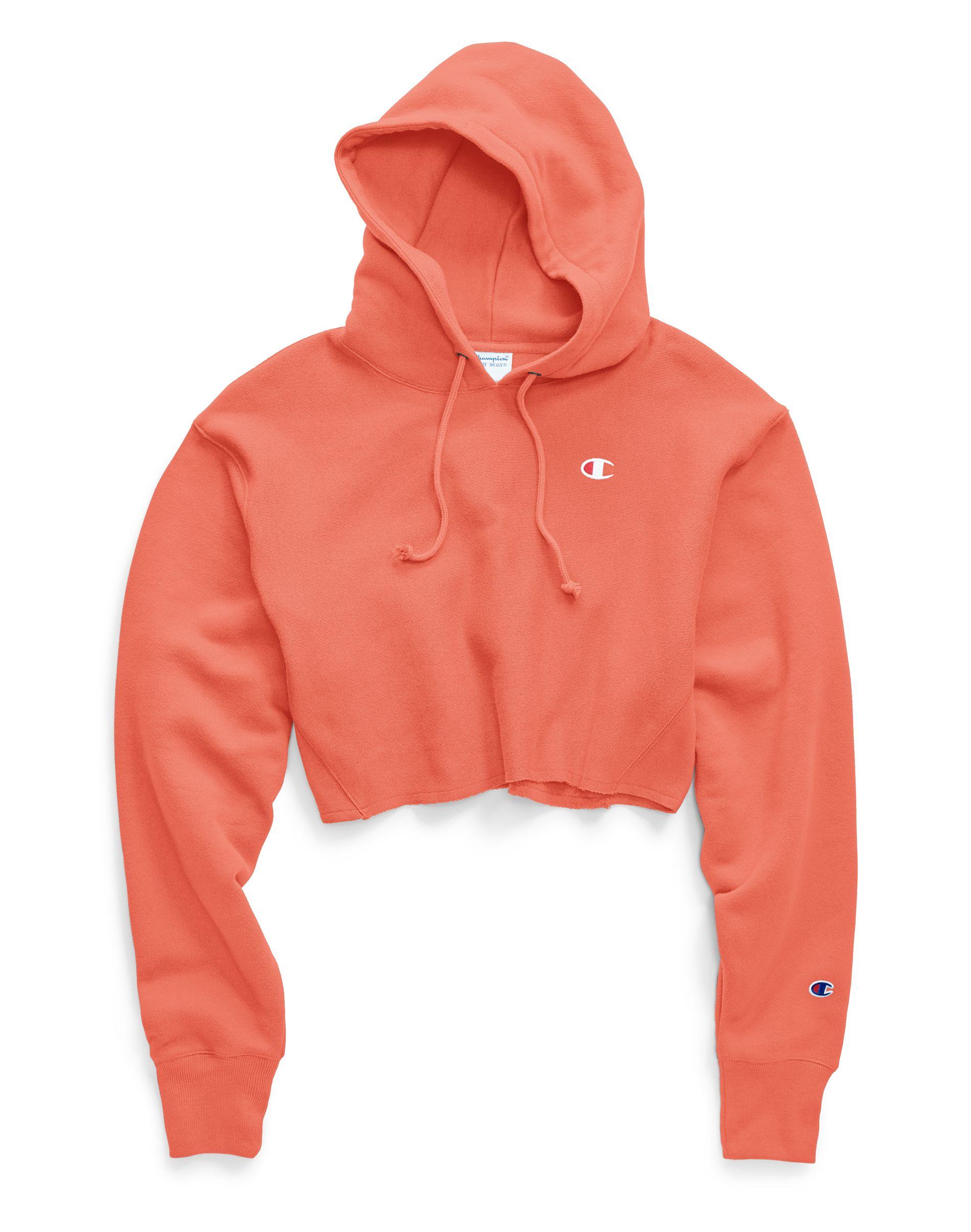 orange champion cropped hoodie