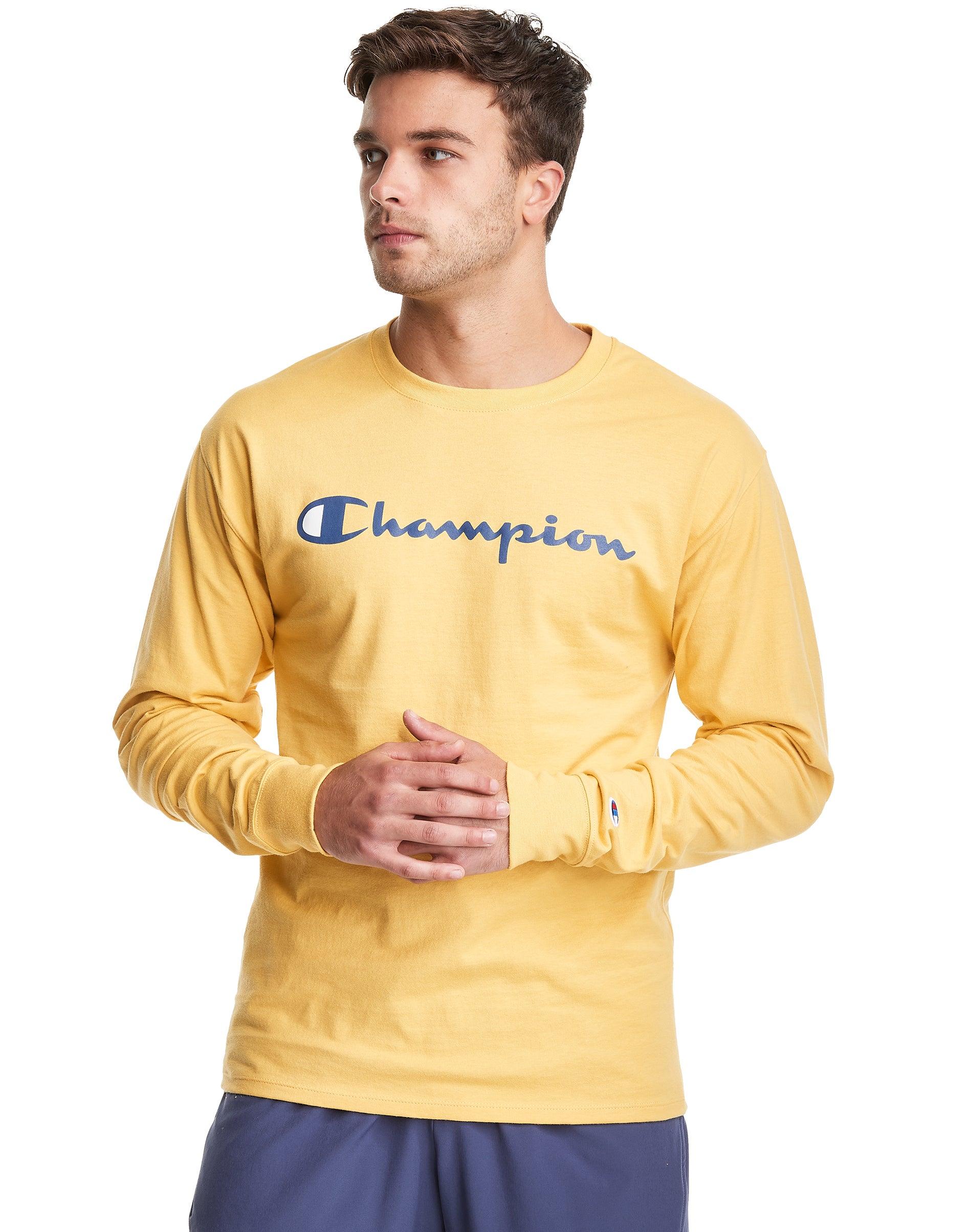 Champion Cotton Classic Long-sleeve Tee in Yellow for Men | Lyst