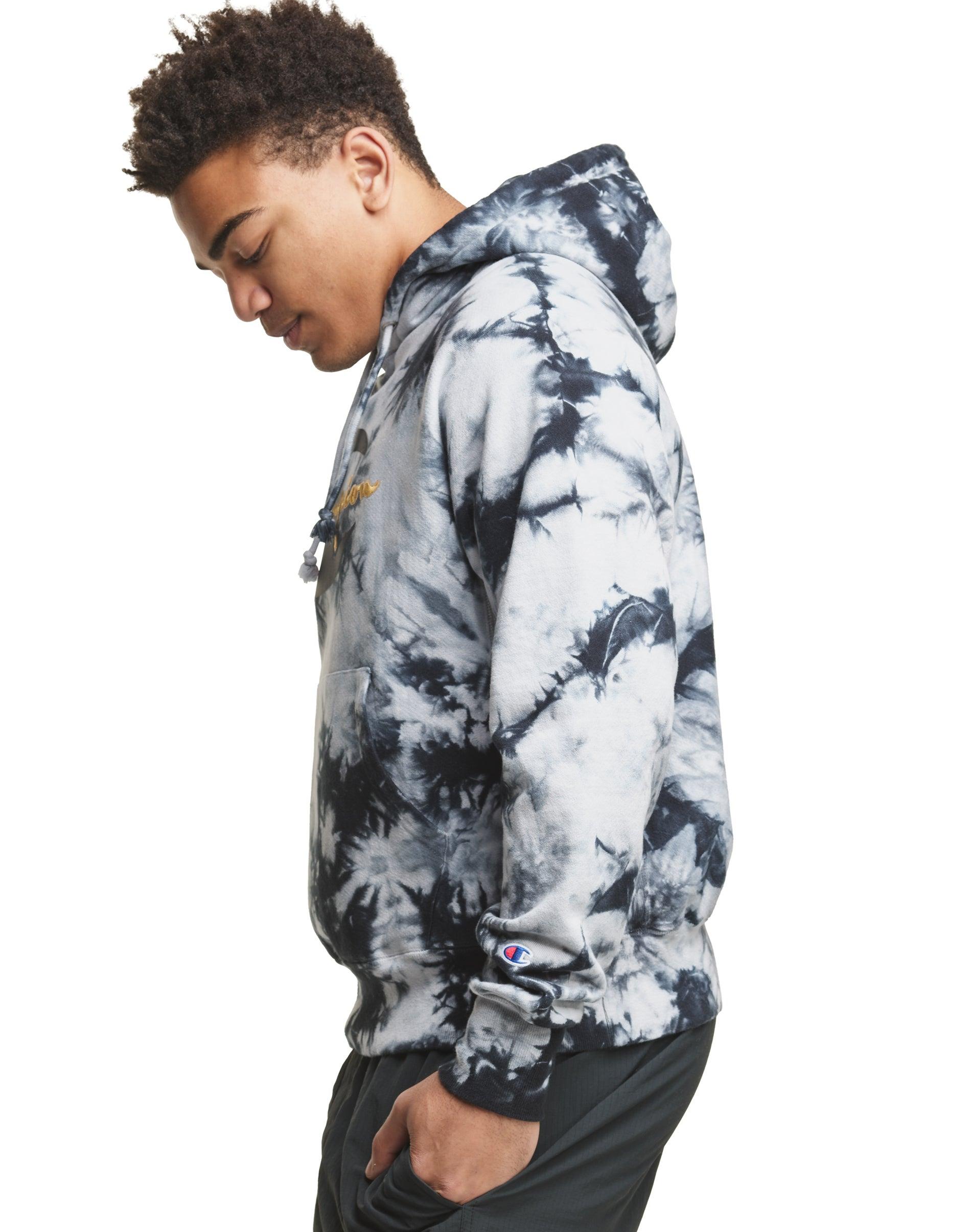 champion reverse weave scrunch dye black hoodie