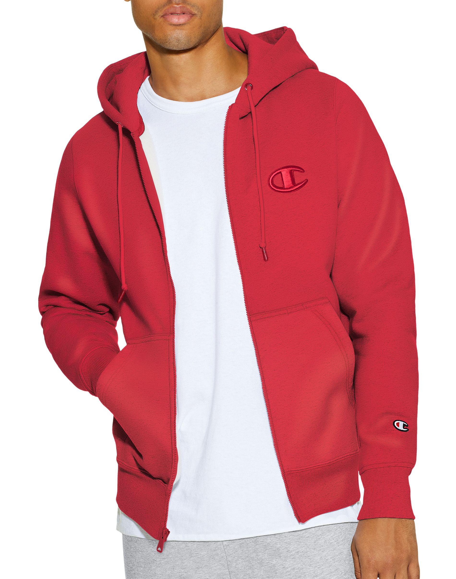 champion red zip up hoodie