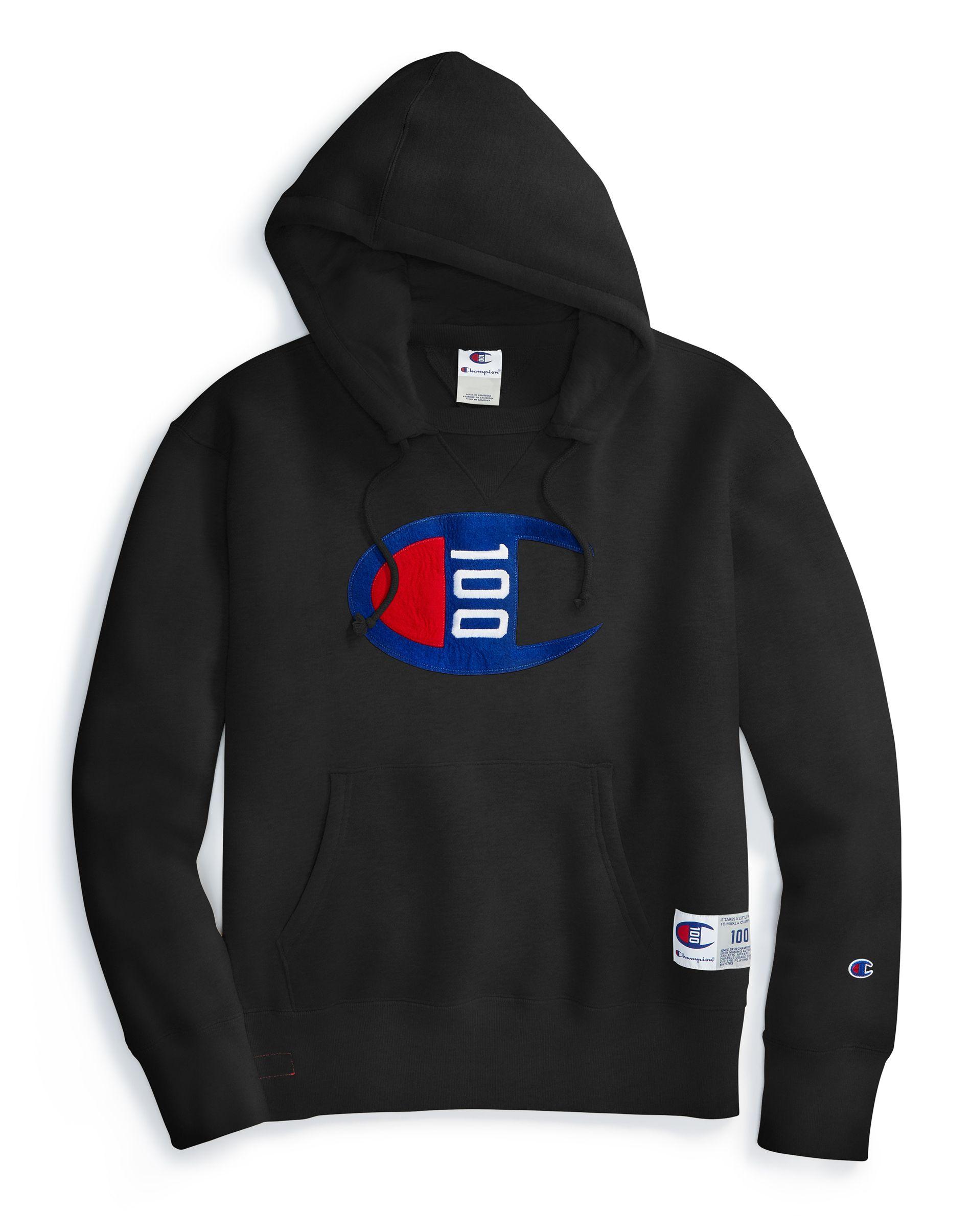 Champion Century Collection Hoodie, C100 Felt Logo in Black for Men - Lyst