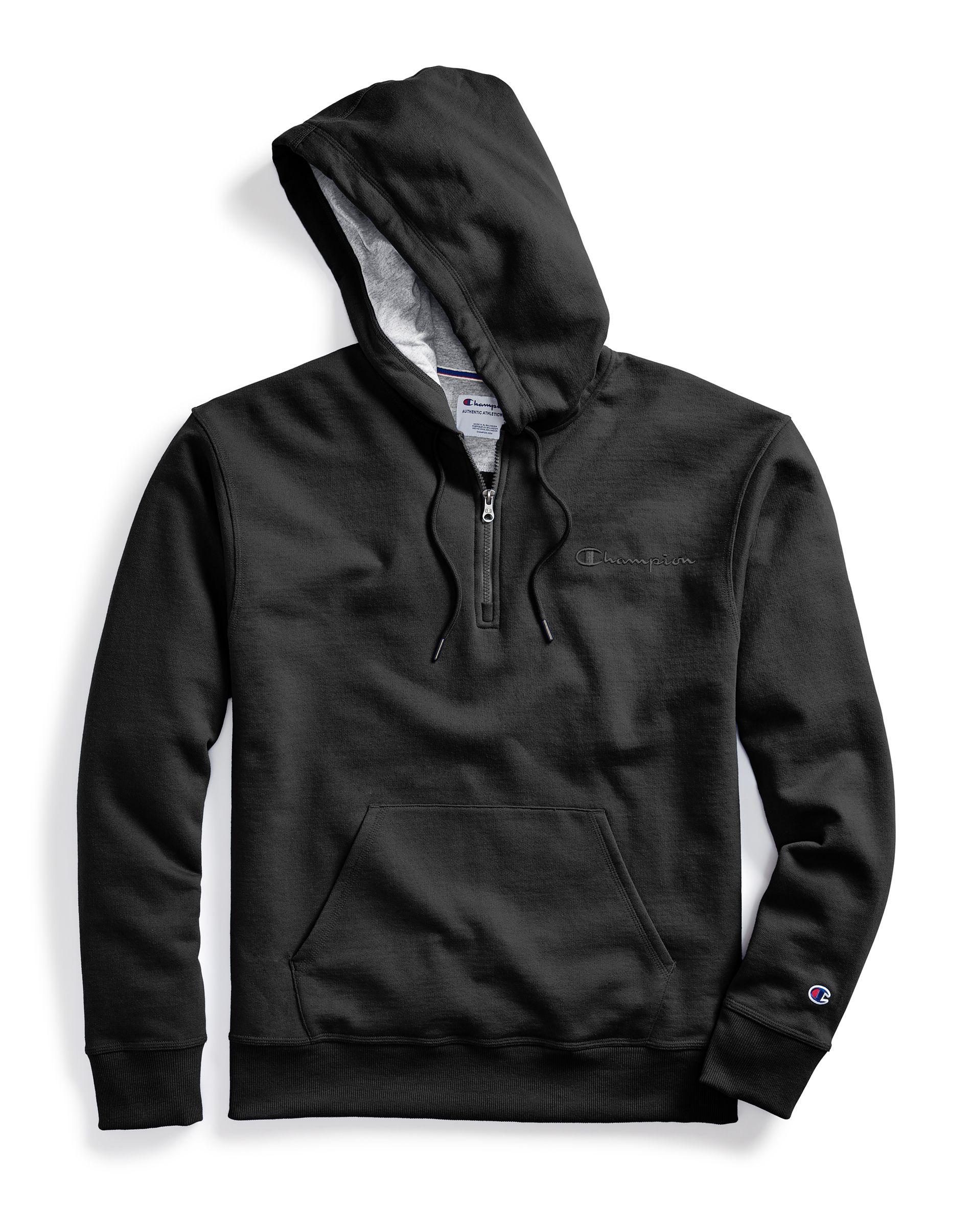 Champion Powerblend® Fleece Quarter Zip Hoodie, Embroidered Logo in ...