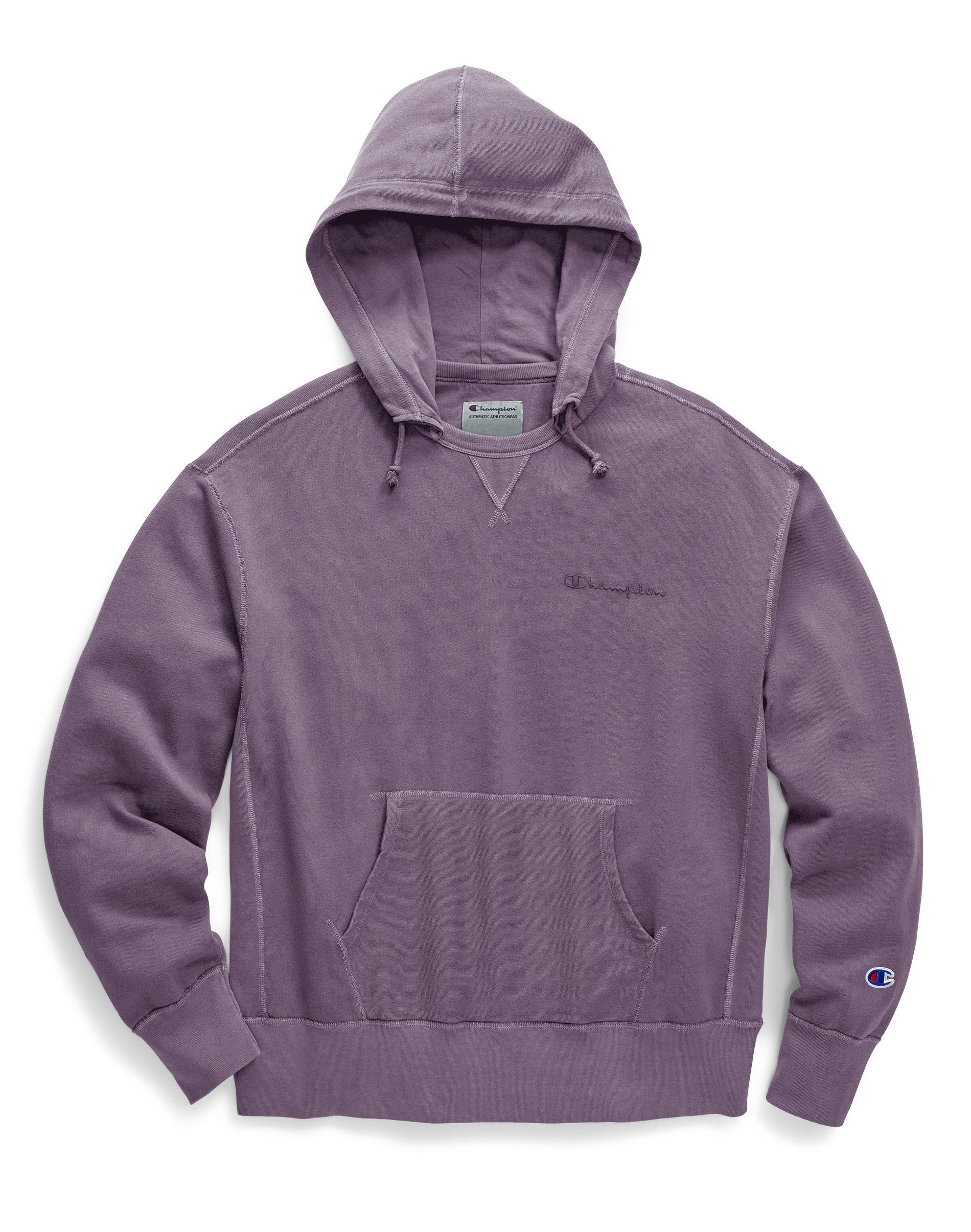 Champion Vintage Dye Fleece Pullover Hoodie, Embroidered Logo in Purple ...