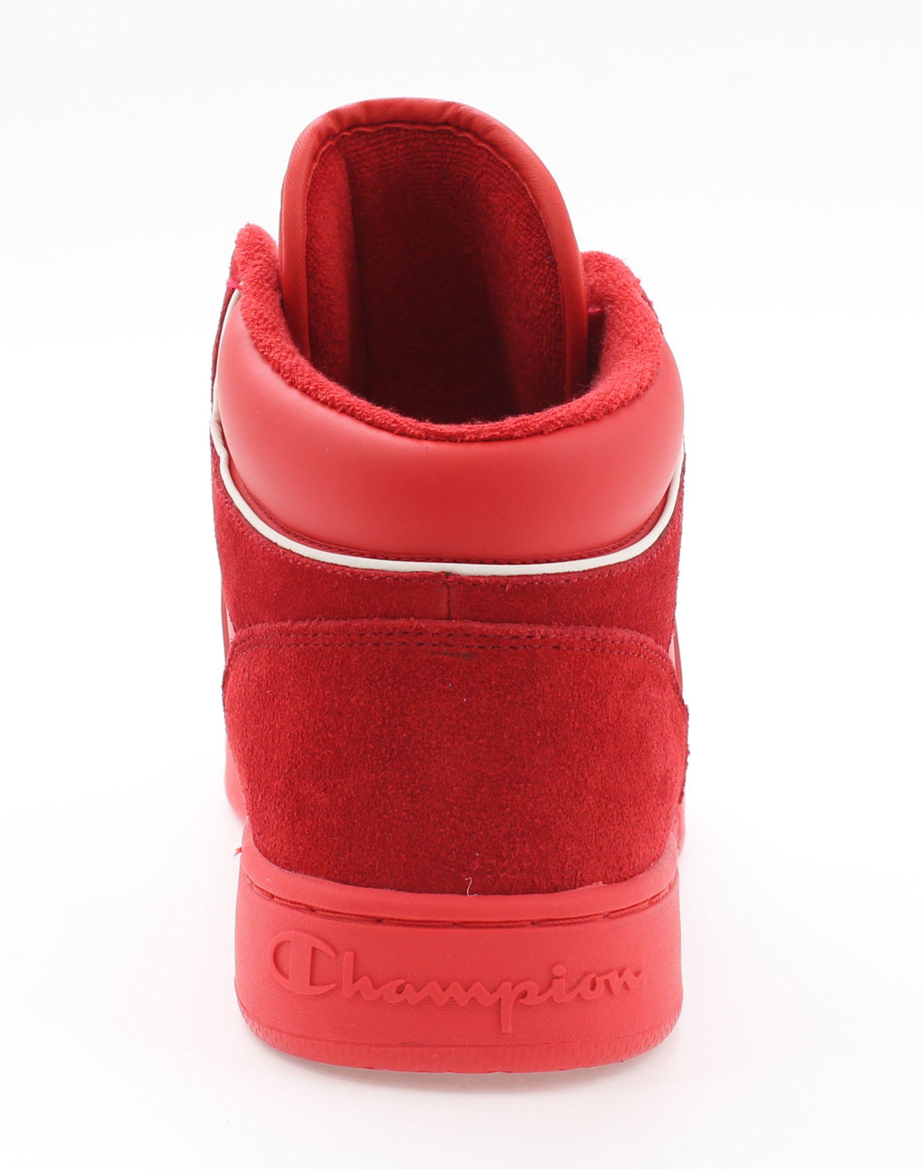 red suede champion shoes