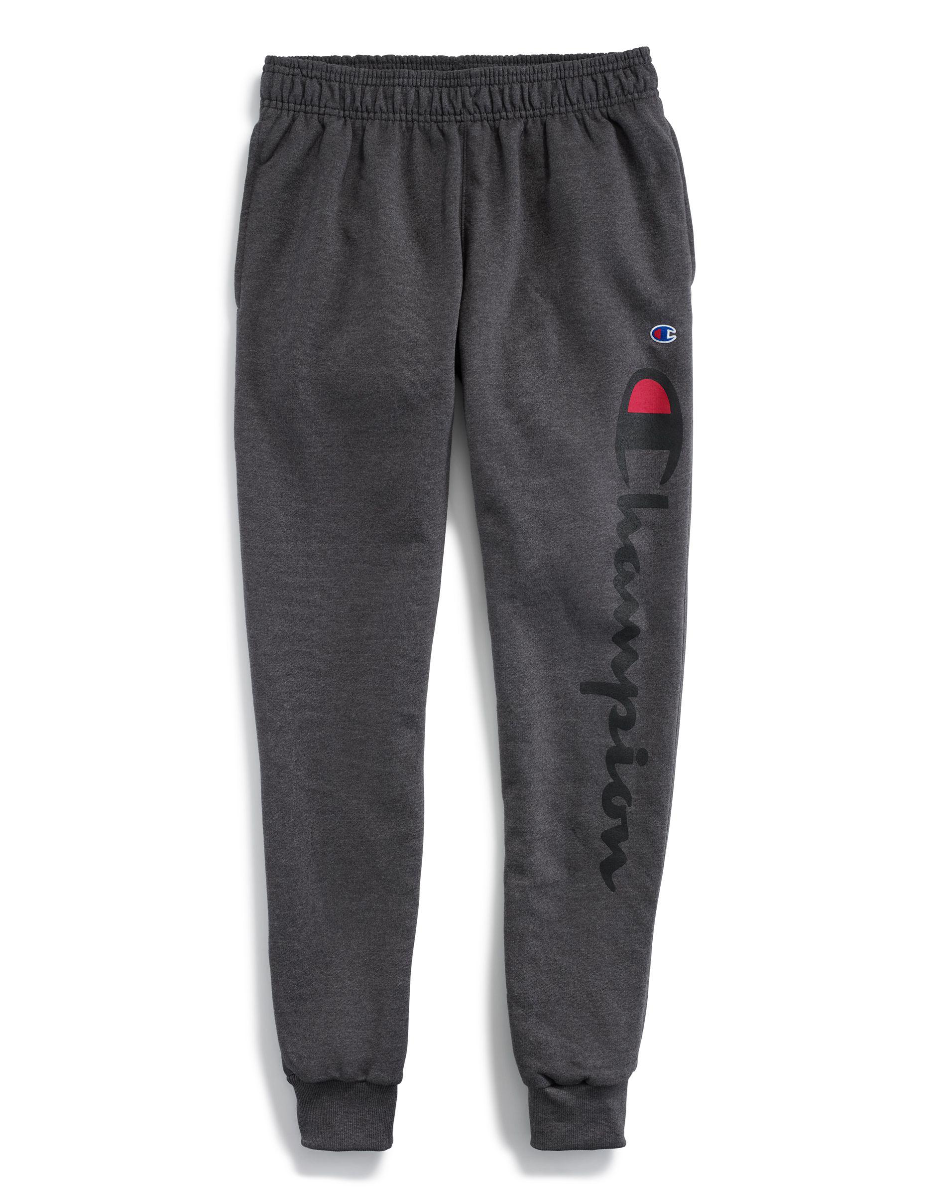 champion men's vertical logo script jersey jogger pants