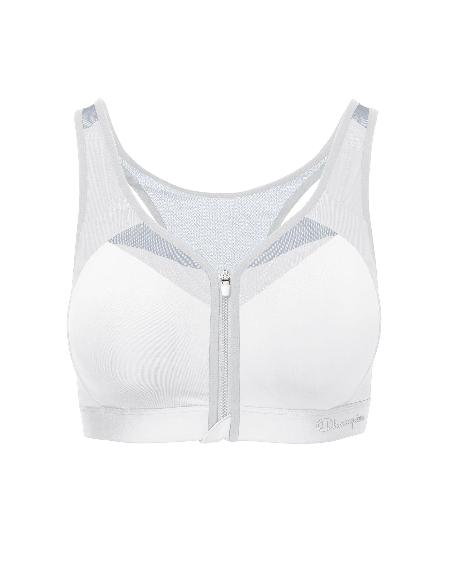 Champion Synthetic Motion Control Zip Sports Bra in White Lyst